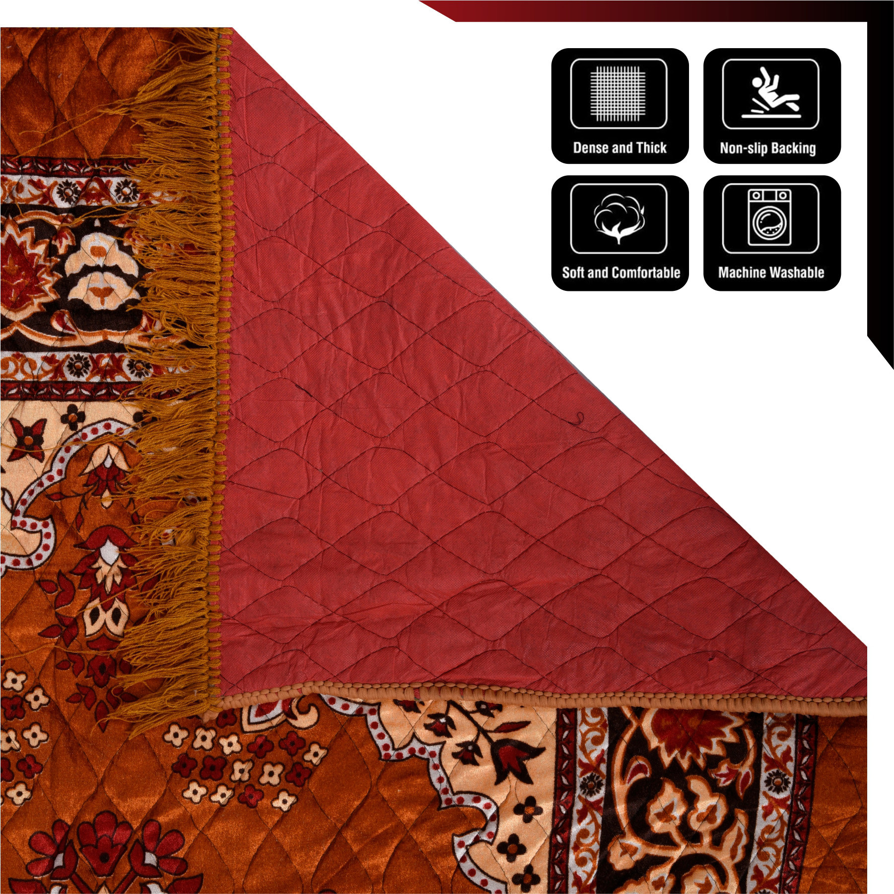 Kuber Industries Carpet  Velvet Carpet-Rug for Home Dcor  Carpet Rug for Bedroom  Carpet for Living Room  Prayer-Yoga Mat  Carpet for Hall  4x6 Ft  Golden