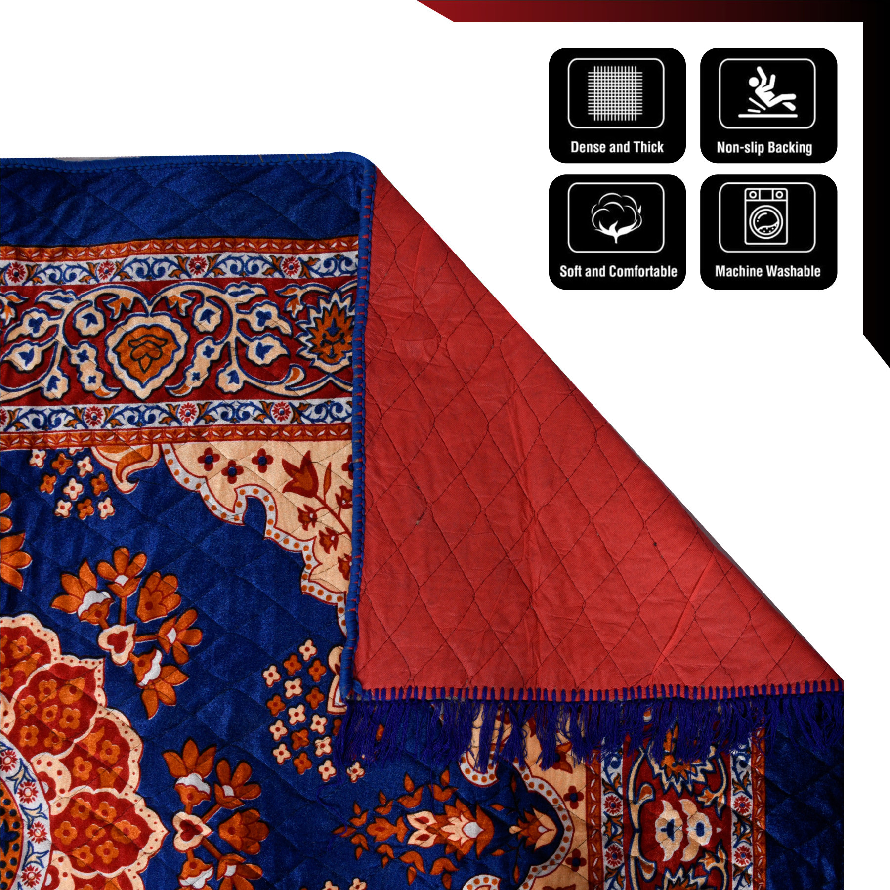 Kuber Industries Carpet  Velvet Carpet-Rug for Home Dcor  Carpet Rug for Bedroom  Carpet for Living Room  Prayer-Yoga Mat  Carpet for Hall  4x6 Ft  Blue