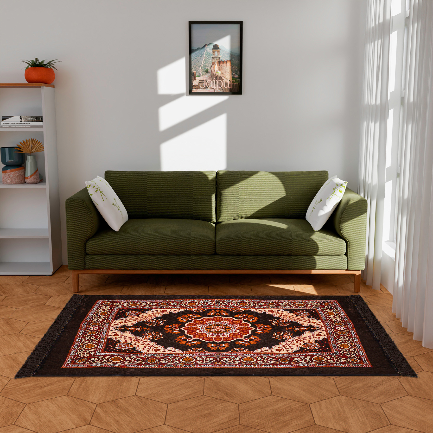Kuber Industries Carpet | Velvet Carpet-Rug for Home Décor | Carpet Rug for Bedroom | Carpet for Living Room | Prayer-Yoga Mat | Carpet for Hall | 4x6 Ft | Brown