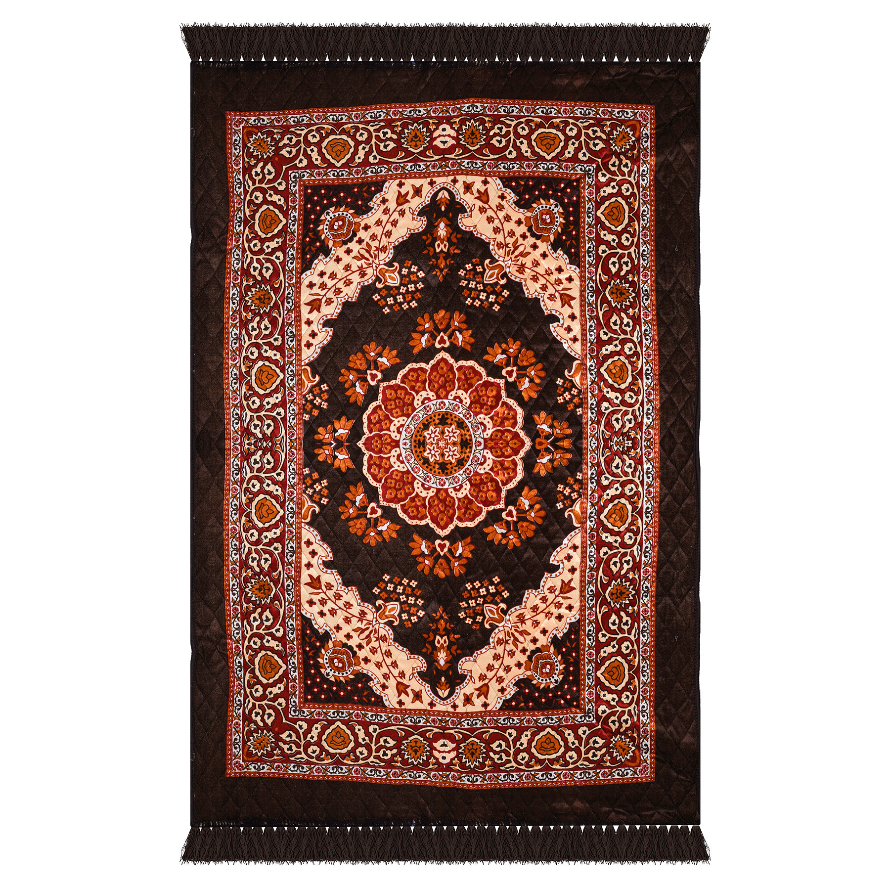 Kuber Industries Carpet | Velvet Carpet-Rug for Home Décor | Carpet Rug for Bedroom | Carpet for Living Room | Prayer-Yoga Mat | Carpet for Hall | 4x6 Ft | Brown