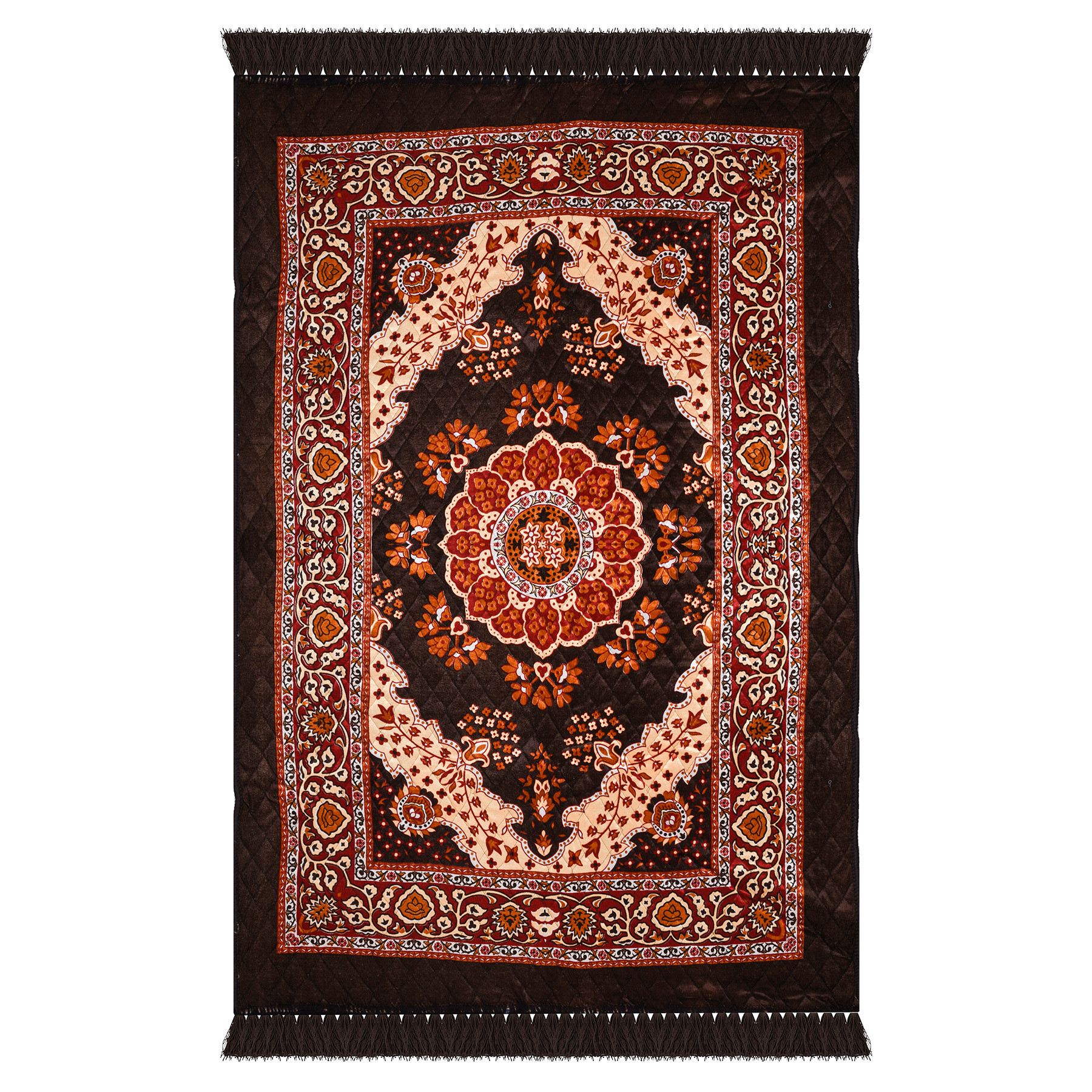 Kuber Industries Carpet | Velvet Carpet-Rug for Home Décor | Carpet Rug for Bedroom | Carpet for Living Room | Prayer-Yoga Mat | Carpet for Hall | 4x6 Ft | Brown