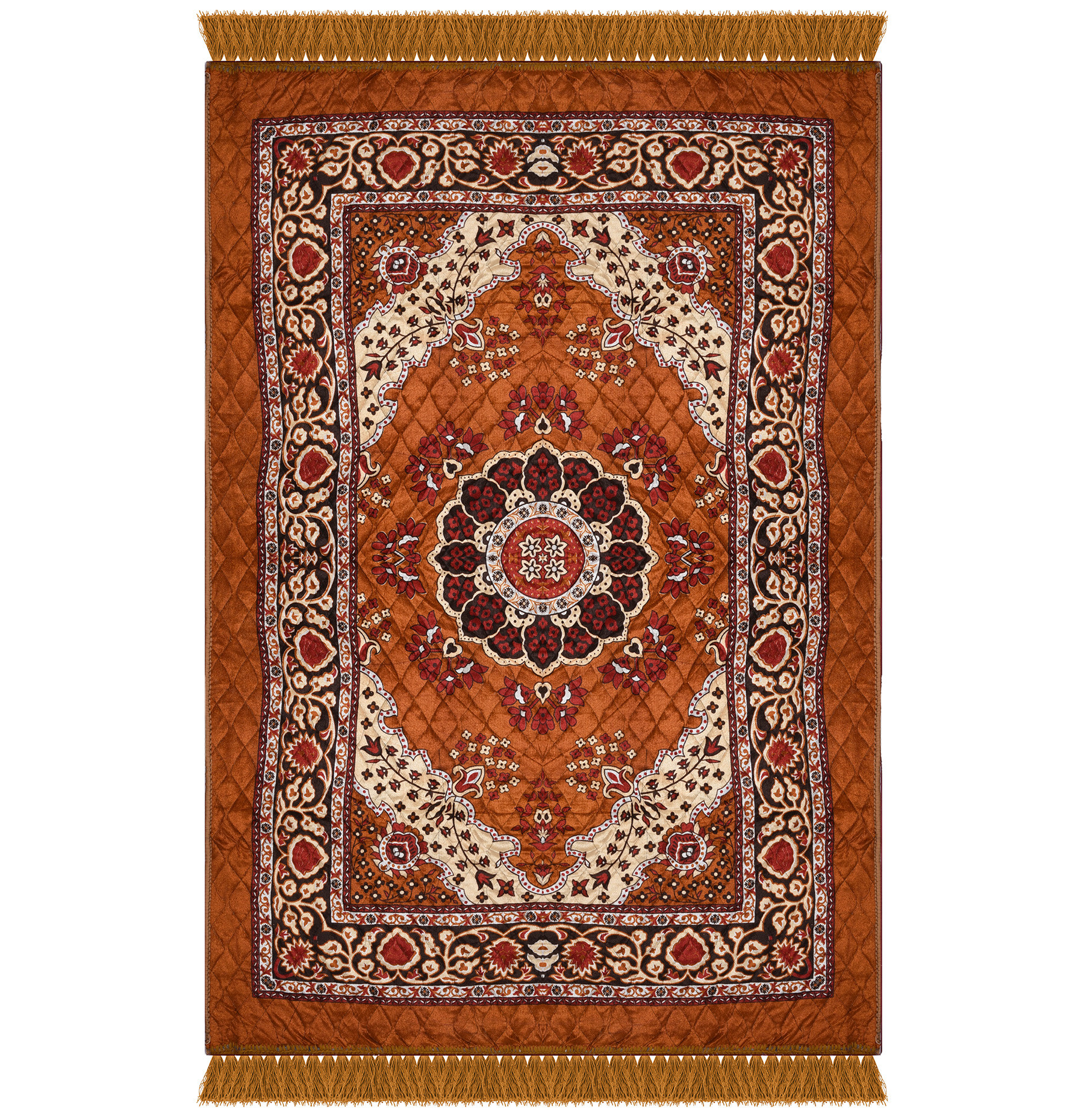 Kuber Industries Carpet | Velvet Carpet-Rug for Home Décor | Carpet Rug for Bedroom | Carpet for Living Room | Prayer-Yoga Mat | Carpet for Hall | 4x6 Ft | Golden