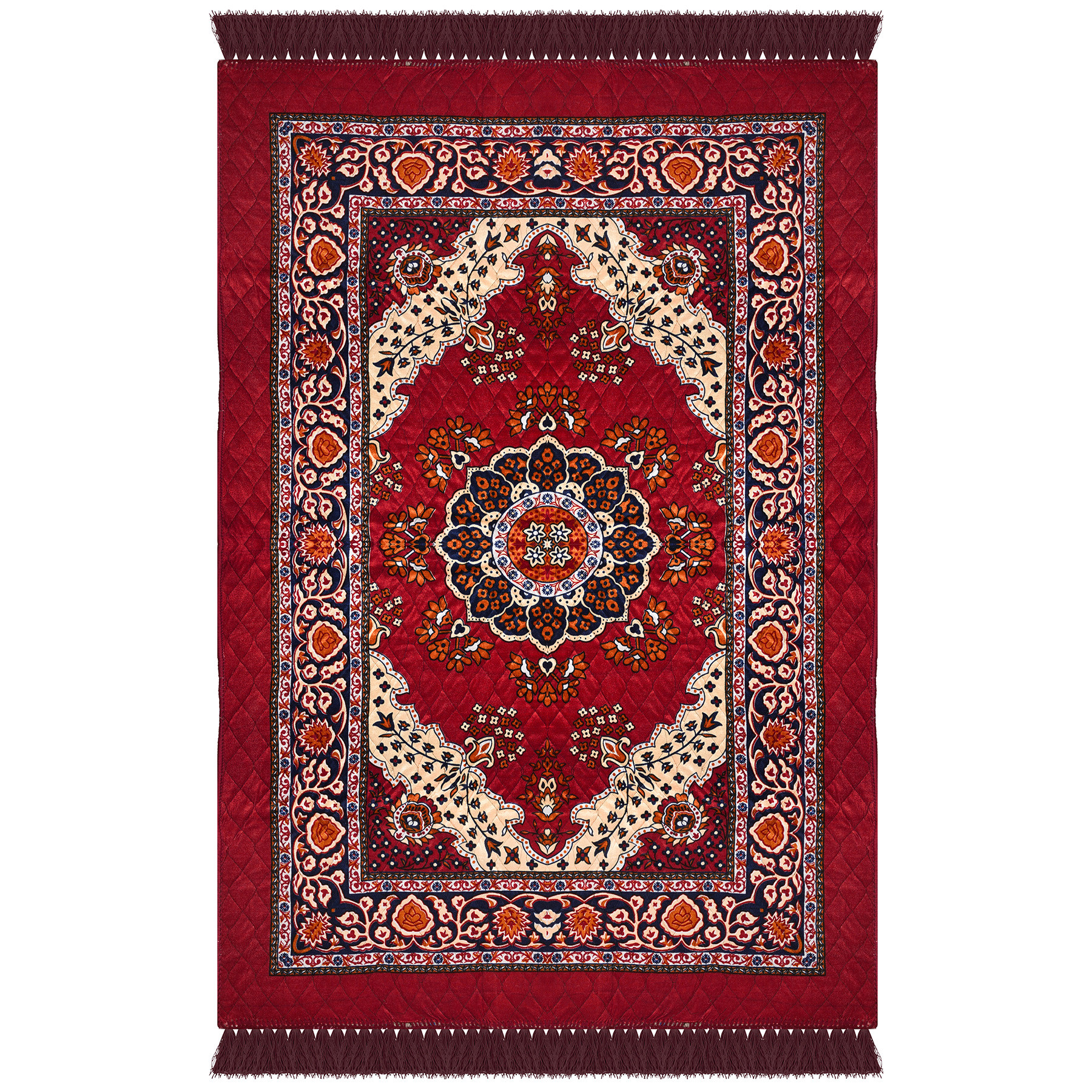 Kuber Industries Carpet | Velvet Carpet-Rug for Home Décor | Carpet Rug for Bedroom | Carpet for Living Room | Prayer-Yoga Mat | Carpet for Hall | 4x6 Ft | Maroon