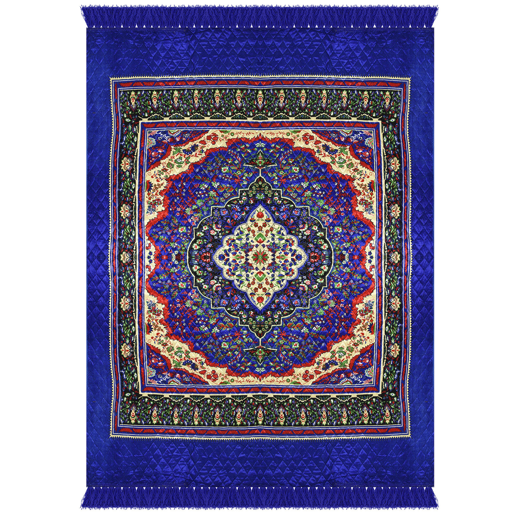 Kuber Industries Carpet  Velvet Carpet-Rug for Home Dcor  Carpet Rug for Bedroom  Printed Carpet for Living Room  Prayer-Yoga Mat  Carpet for Hall  65x75 Ft  Blue