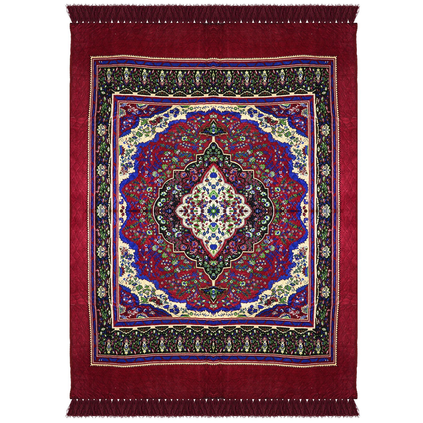 Kuber Industries Carpet  Velvet Carpet-Rug for Home Dcor  Carpet Rug for Bedroom  Printed Carpet for Living Room  Prayer-Yoga Mat  Carpet for Hall  65x75 Ft  Maroon