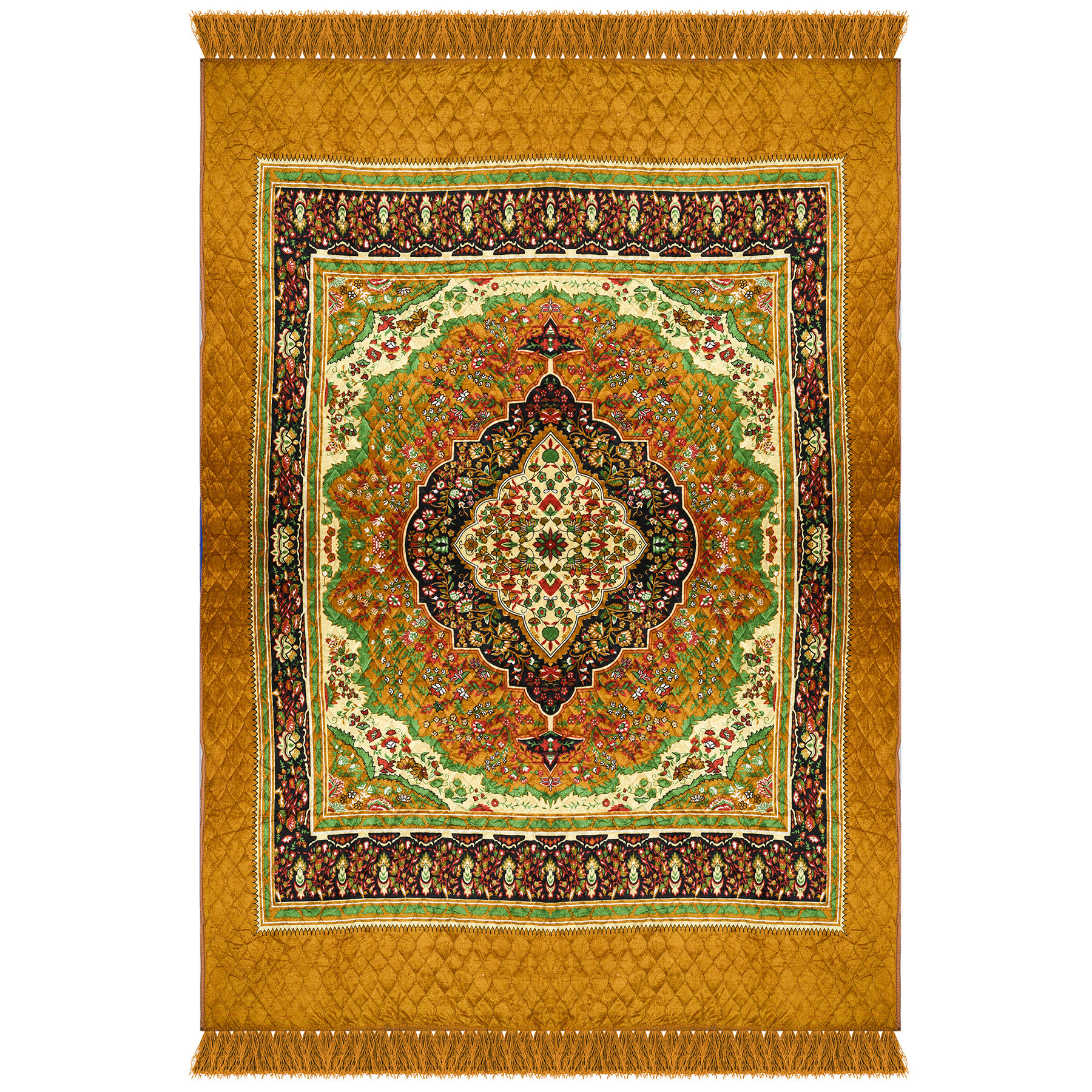 Kuber Industries Carpet  Velvet Carpet-Rug for Home Dcor  Carpet Rug for Bedroom  Printed Carpet for Living Room  Prayer-Yoga Mat  Carpet for Hall  65x75 Ft  Golden