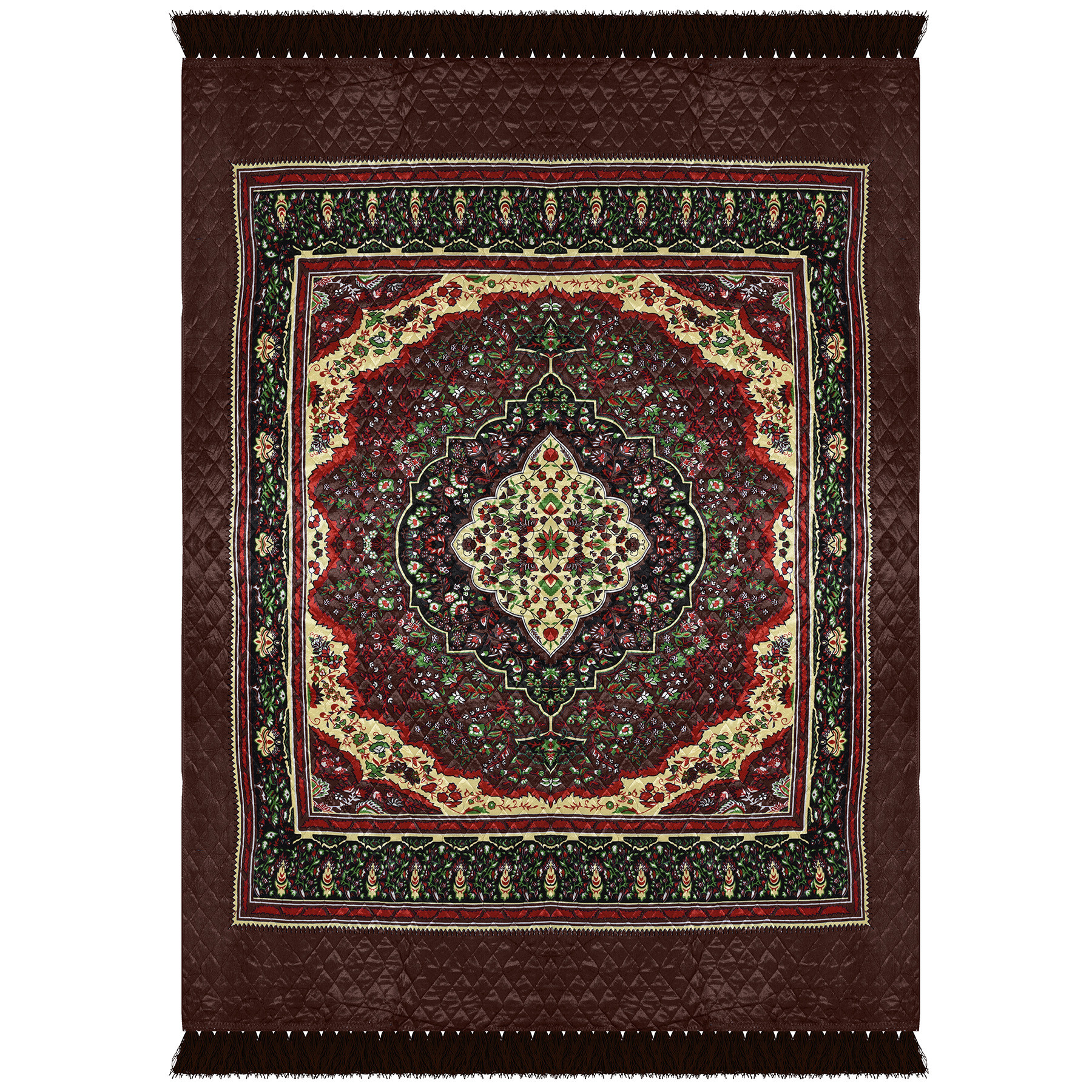 Kuber Industries Carpet  Velvet Carpet-Rug for Home Dcor  Carpet Rug for Bedroom  Printed Carpet for Living Room  Prayer-Yoga Mat  Carpet for Hall  65x75 Ft  Brown