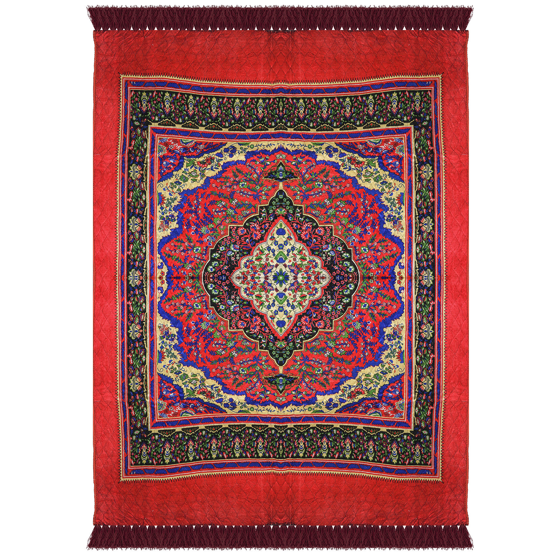 Kuber Industries Carpet | Velvet Carpet-Rug for Home Décor | Carpet Rug for Bedroom | Printed Carpet for Living Room | Prayer-Yoga Mat | Carpet for Hall | 6.5x7.5 Ft | Red