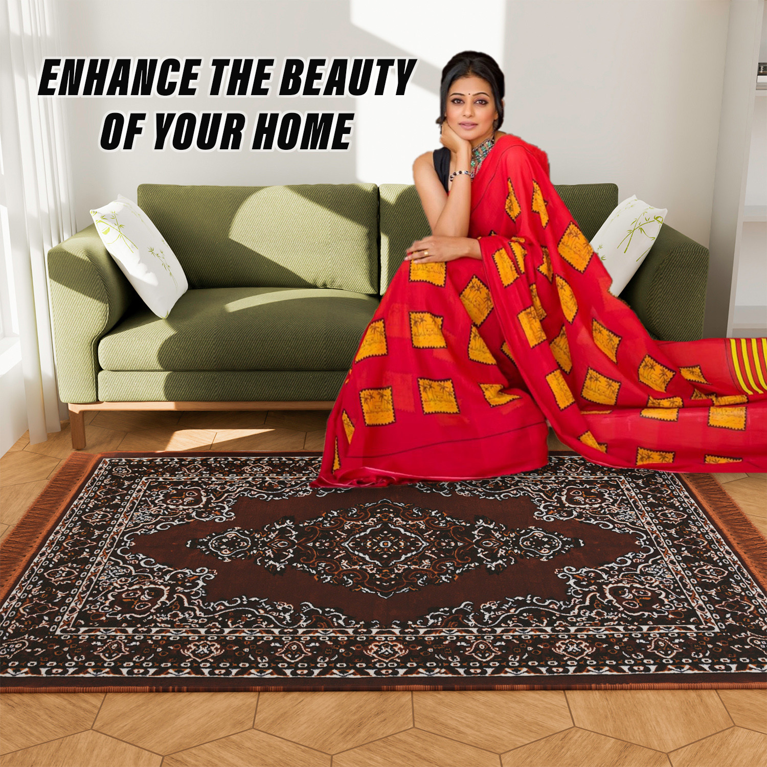 Kuber Industries Carpet | Velvet Floor Mat | Carpet for Hall | Carpet for Living Room | Carpet for Bedroom | Area Rug | Solid Prayer Mat |Heavy V.V Carpet | 5x7 Feet | Dark Brown