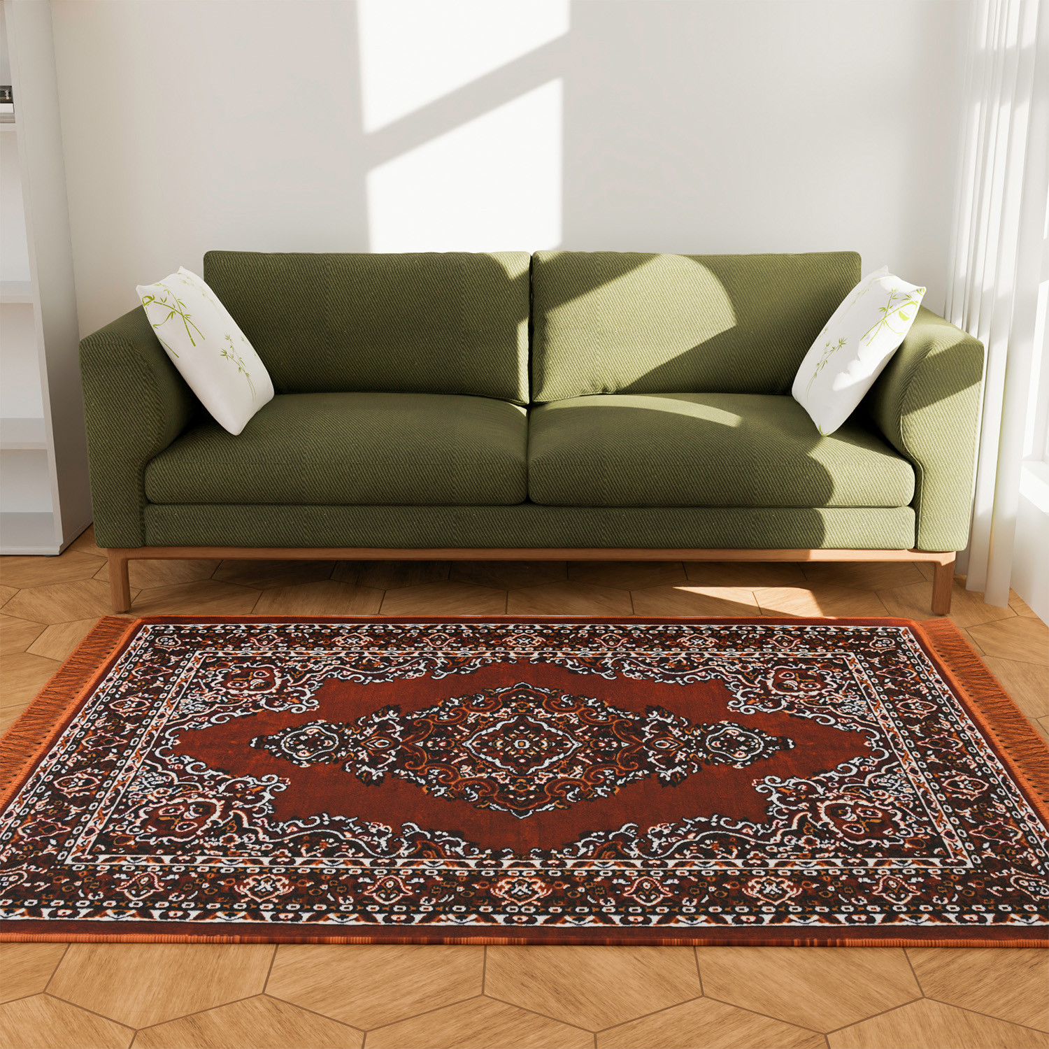 Kuber Industries Carpet | Velvet Floor Mat | Carpet for Hall | Carpet for Living Room | Carpet for Bedroom | Area Rug | Solid Prayer Mat |Heavy V.V Carpet | 5x7 Feet | Light Brown