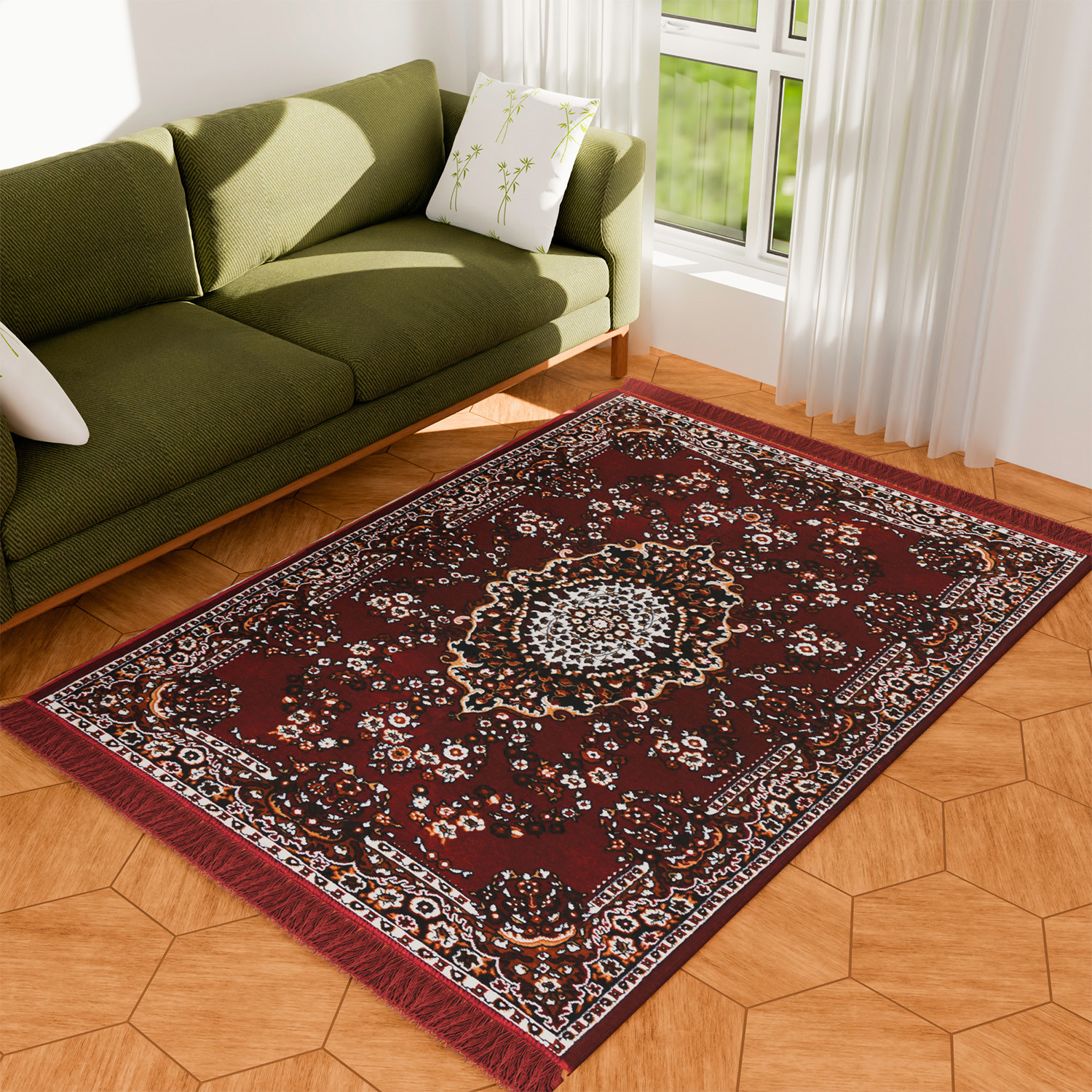 Kuber Industries Carpet | Velvet Floor Mat | Carpet for Hall | Carpet for Living Room | Carpet for Bedroom | Area Rug | Solid Prayer Mat |Heavy V.V Carpet | 5x7 Feet | Maroon