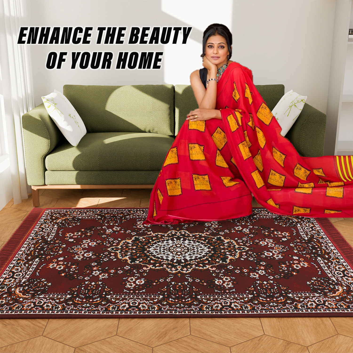 Kuber Industries Carpet | Velvet Floor Mat | Carpet for Hall | Carpet for Living Room | Carpet for Bedroom | Area Rug | Solid Prayer Mat |Heavy V.V Carpet | 5x7 Feet | Maroon