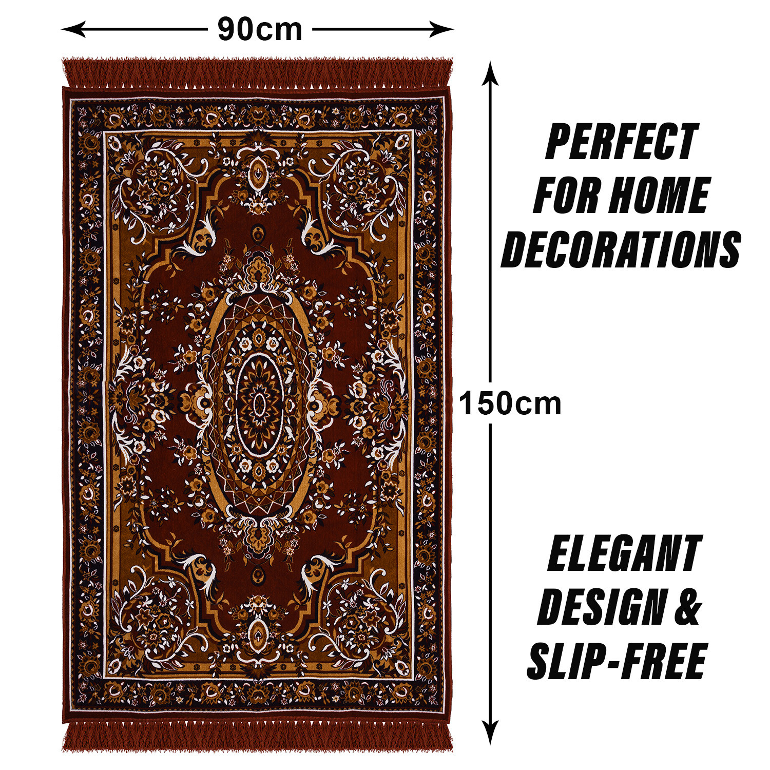 Kuber Industries Carpet | Velvet Floor Mat | Carpet for Hall | Carpet for Living Room | Carpet for Bedroom | Area Rug | Solid Prayer Mat |Heavy V.V Carpet | 3x5 Feet | Dark Brown