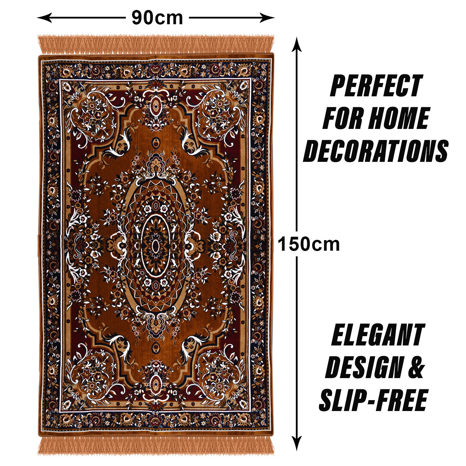 Kuber Industries Carpet | Velvet Floor Mat | Carpet for Hall | Carpet for Living Room | Carpet for Bedroom | Area Rug | Solid Prayer Mat |Heavy V.V Carpet | 3x5 Feet | Light Brown