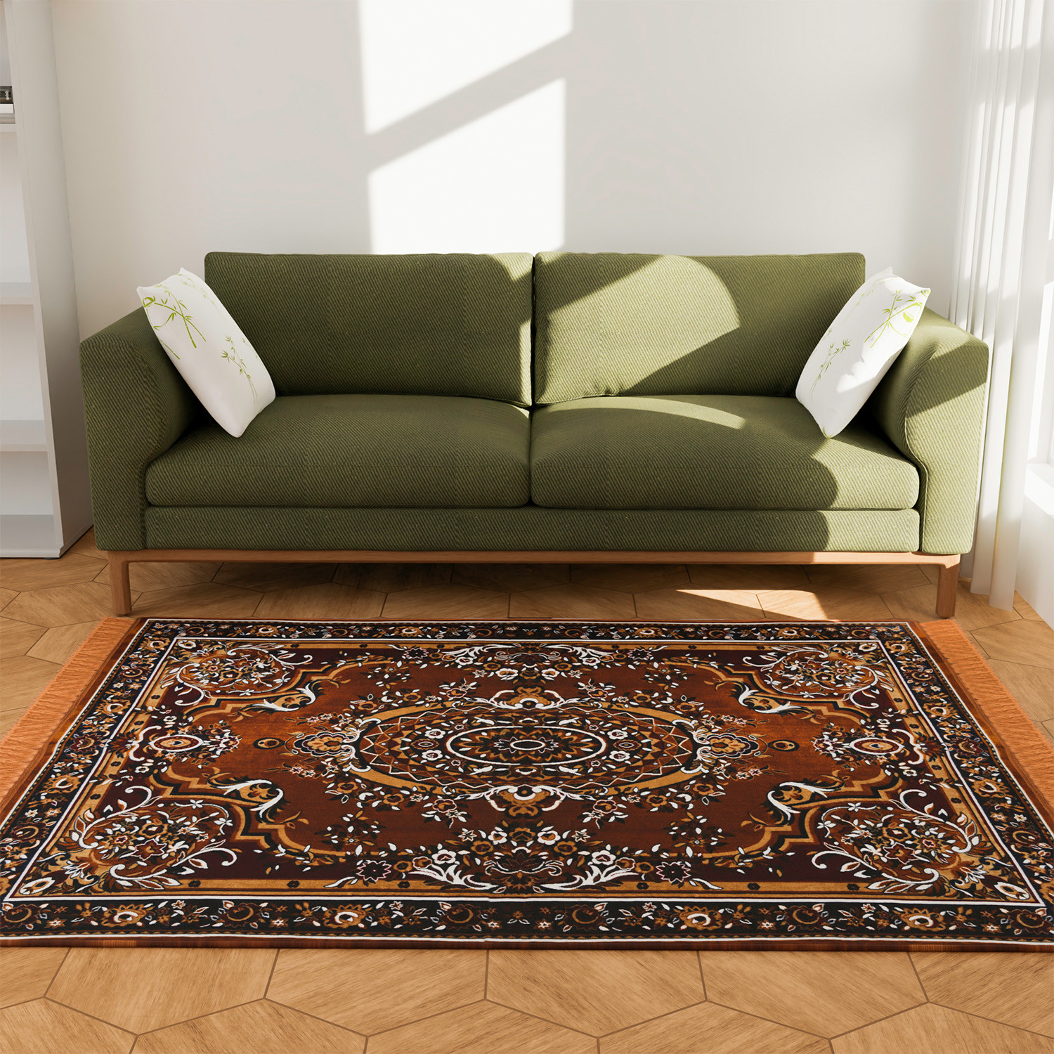Kuber Industries Carpet | Velvet Floor Mat | Carpet for Hall | Carpet for Living Room | Carpet for Bedroom | Area Rug | Solid Prayer Mat |Heavy V.V Carpet | 3x5 Feet | Light Brown
