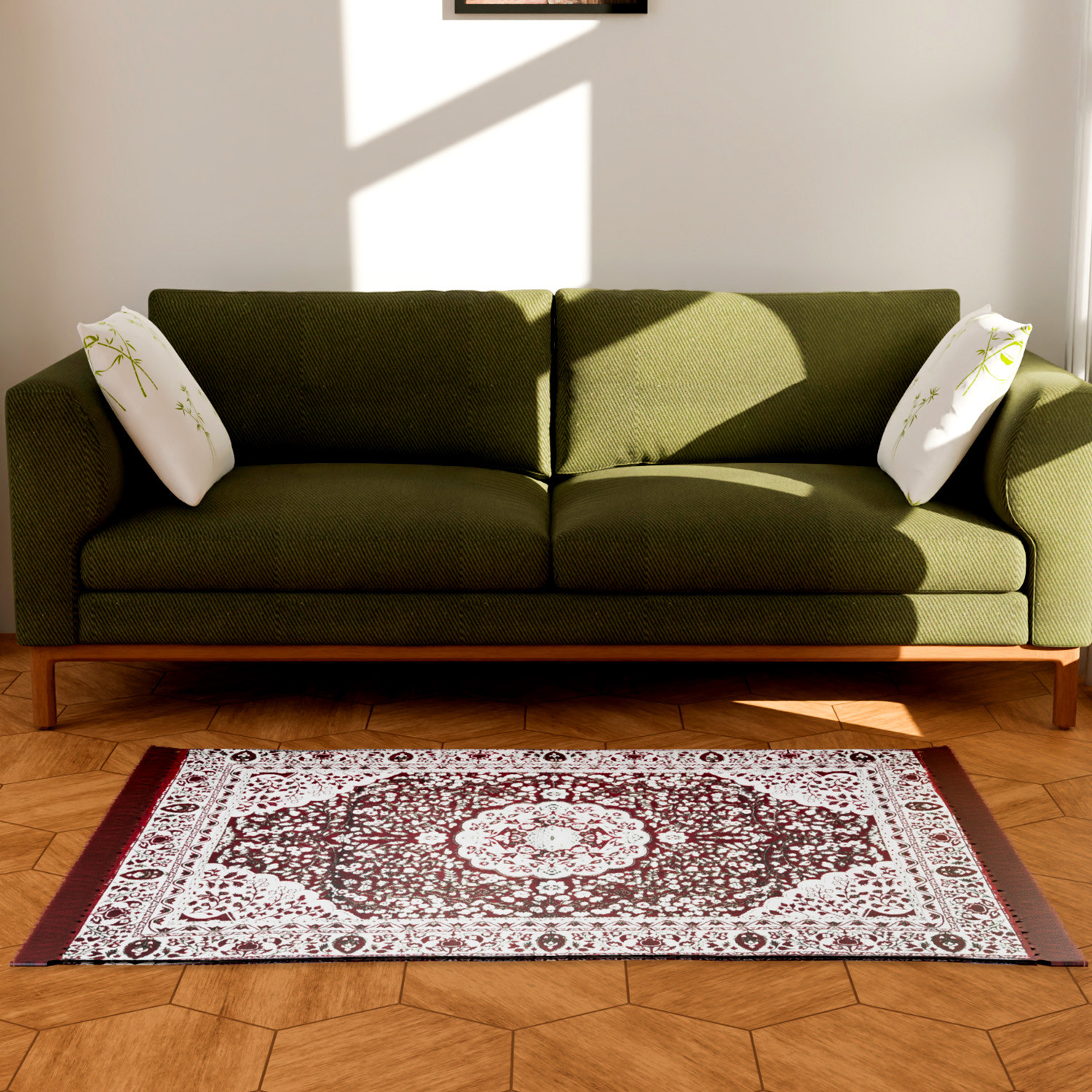 Kuber Industries Carpet  Velvet Flower Design Carpet  Super Soft Area Rugs  Carpet for Living room  Comfortable Prayer Mat  Carpet for Hall  45x3 Feet  Maroon