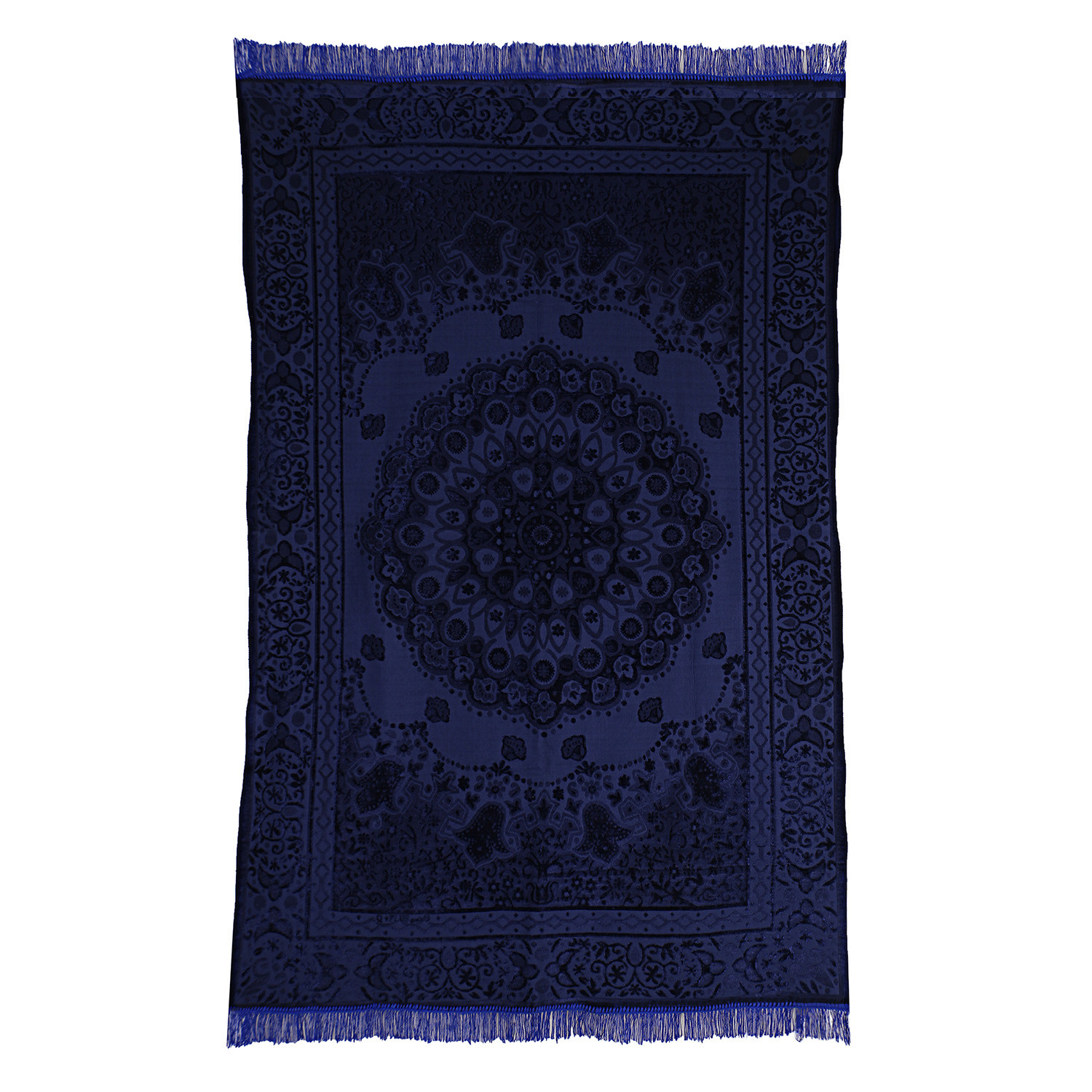 Kuber Industries Carpet|Water Absorption Embossed Floral Pattern Floor Mat|Velvet Sitting Carpet for Hall, Living Room, 5x7 Feet (Dark Blue)