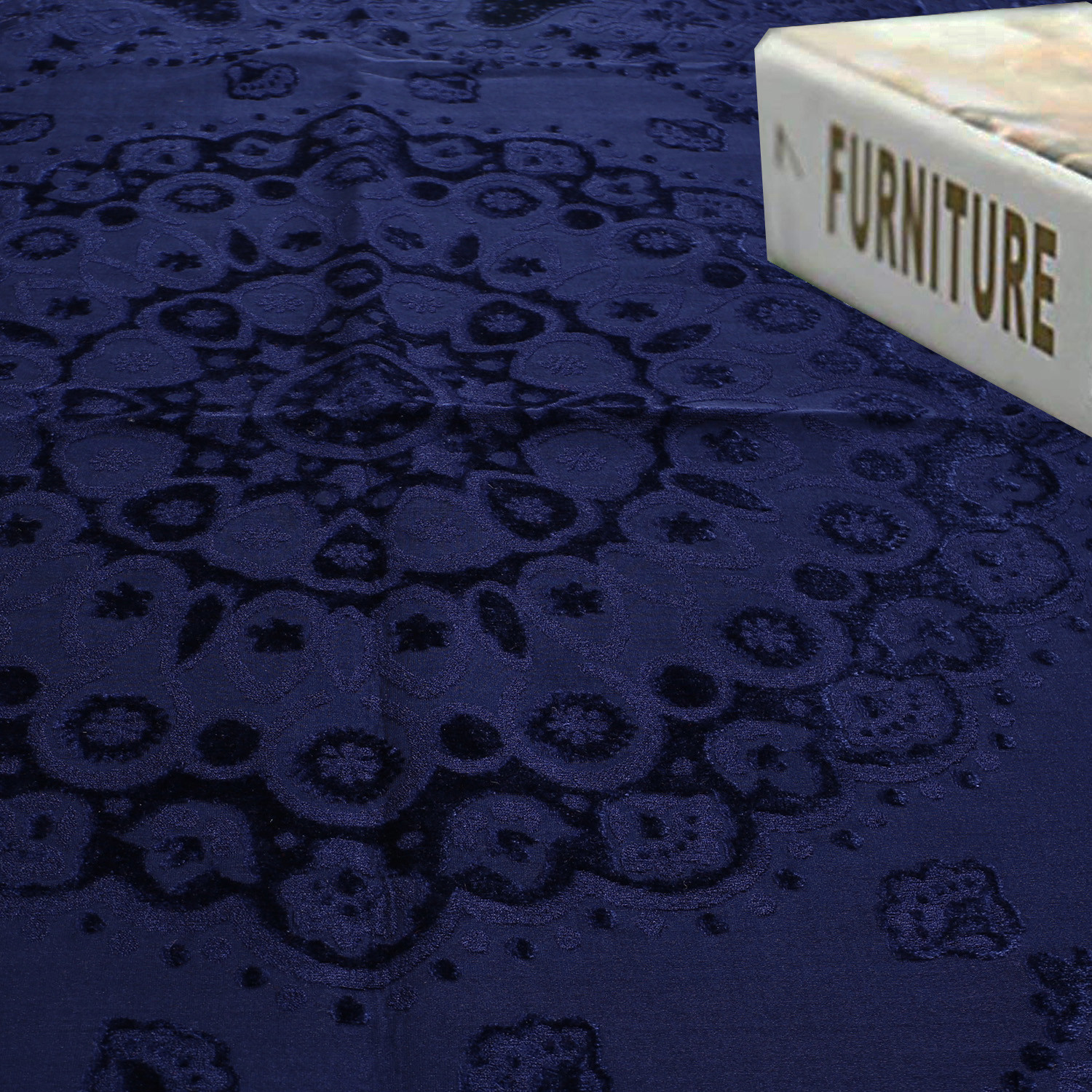 Kuber Industries Carpet|Water Absorption Embossed Floral Pattern Floor Mat|Velvet Sitting Carpet for Hall, Living Room, 5x7 Feet (Dark Blue)