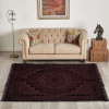 Kuber Industries Carpet|Water Absorption Embossed Floral Pattern Floor Mat|Velvet Sitting Carpet for Hall, Living Room, 5x7 Feet (Brown)