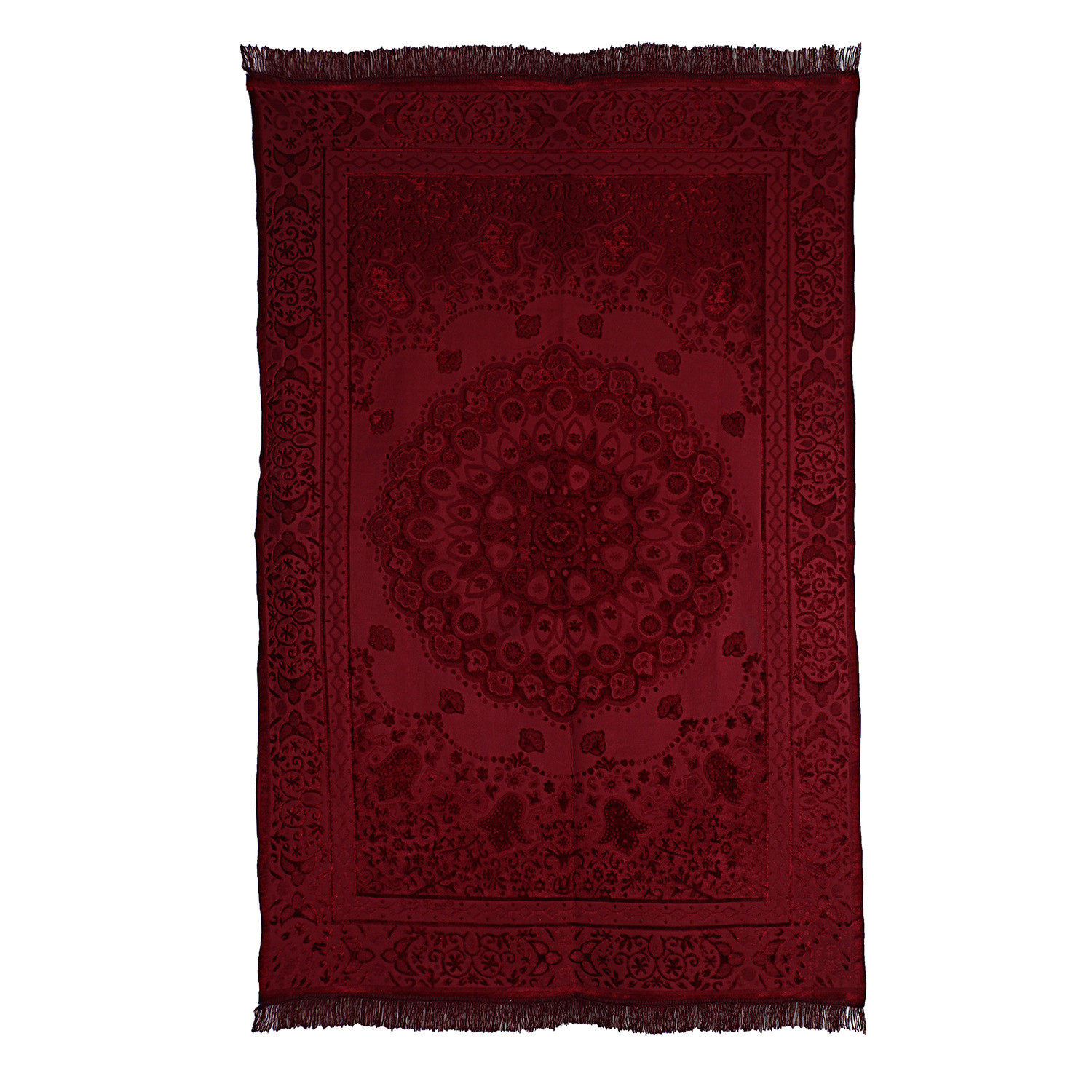 Kuber Industries Carpet|Water Absorption Embossed Floral Pattern Floor Mat|Velvet Sitting Carpet for Hall, Living Room, 5x7 Feet (Maroon)
