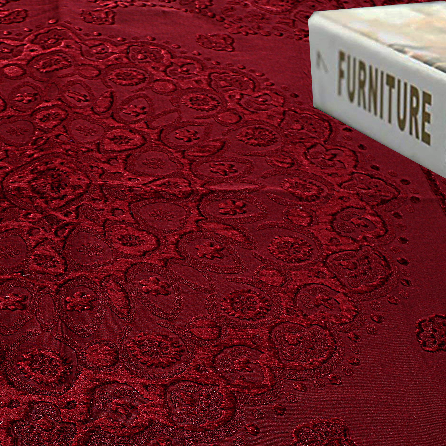 Kuber Industries Carpet|Water Absorption Embossed Floral Pattern Floor Mat|Velvet Sitting Carpet for Hall, Living Room, 5x7 Feet (Maroon)