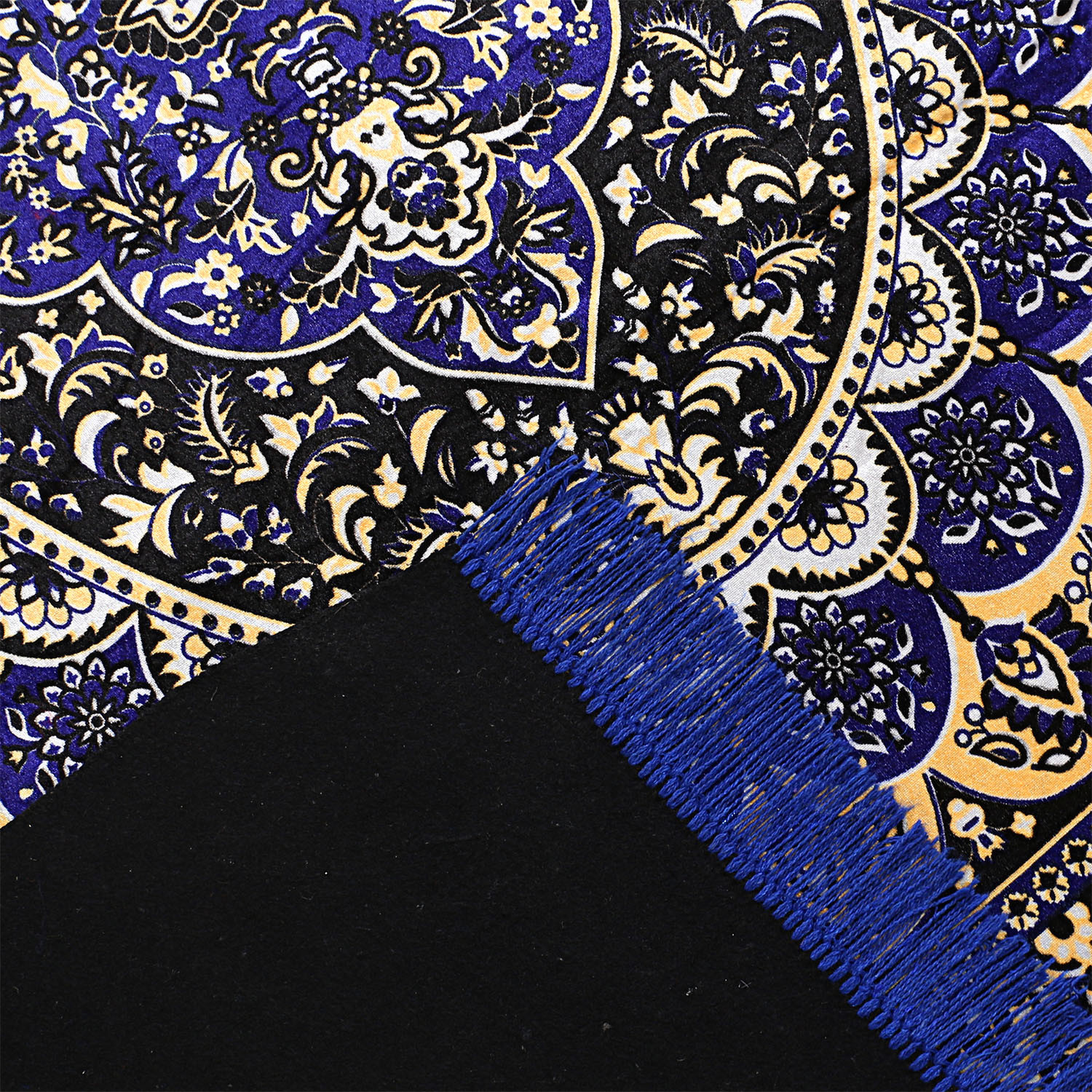 Kuber Industries Carpet|Water Absorption Kalamkari Paisley Pattern Floor Mat|Velvet Sitting Carpet for Hall, Living Room, 5x7 Feet (Navy Blue)