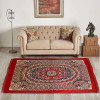 Kuber Industries Carpet|Water Absorption Kalamkari Paisley Pattern Floor Mat|Velvet Sitting Carpet for Hall, Living Room, 5x7 Feet (Red)