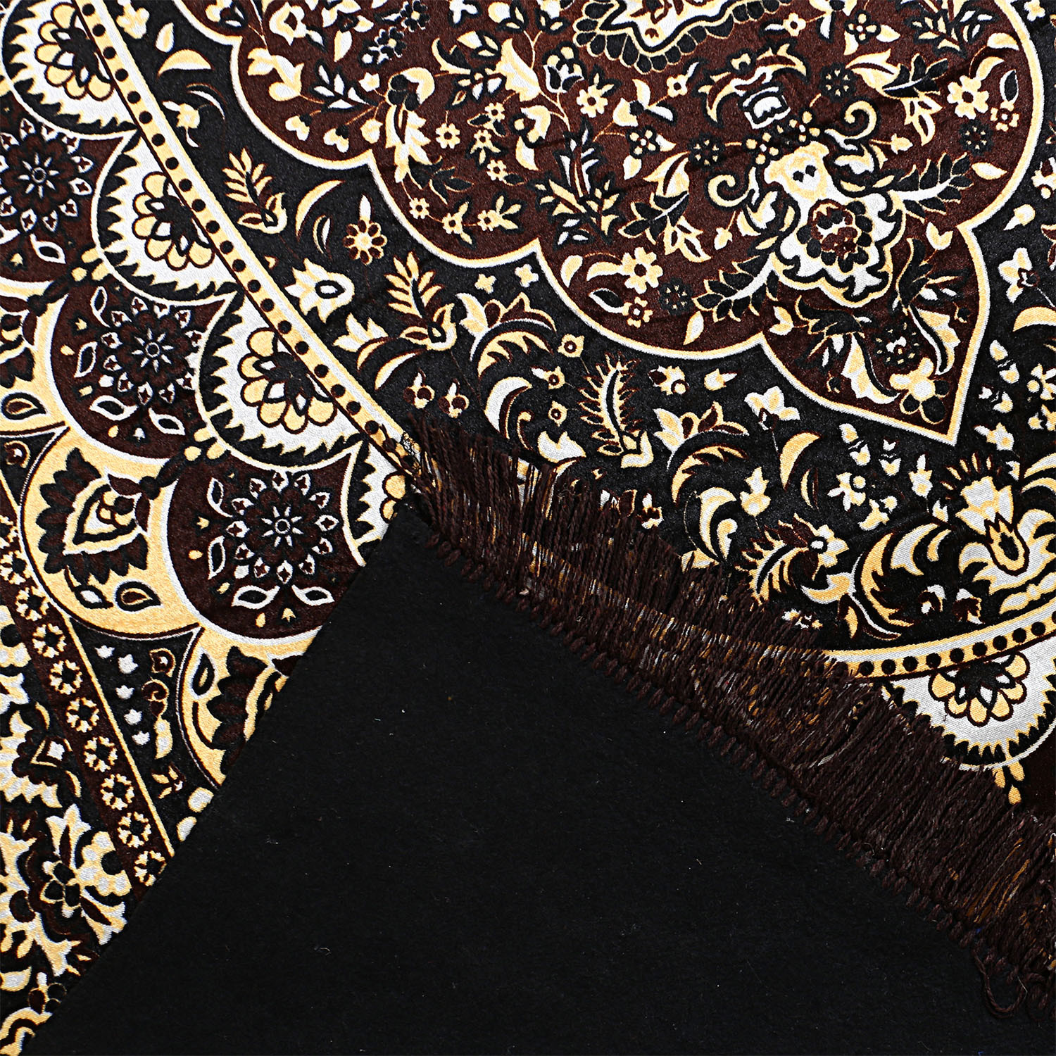 Kuber Industries Carpet|Water Absorption Kalamkari Paisley Pattern Floor Mat|Velvet Sitting Carpet for Hall, Living Room, 5x7 Feet (Brown)