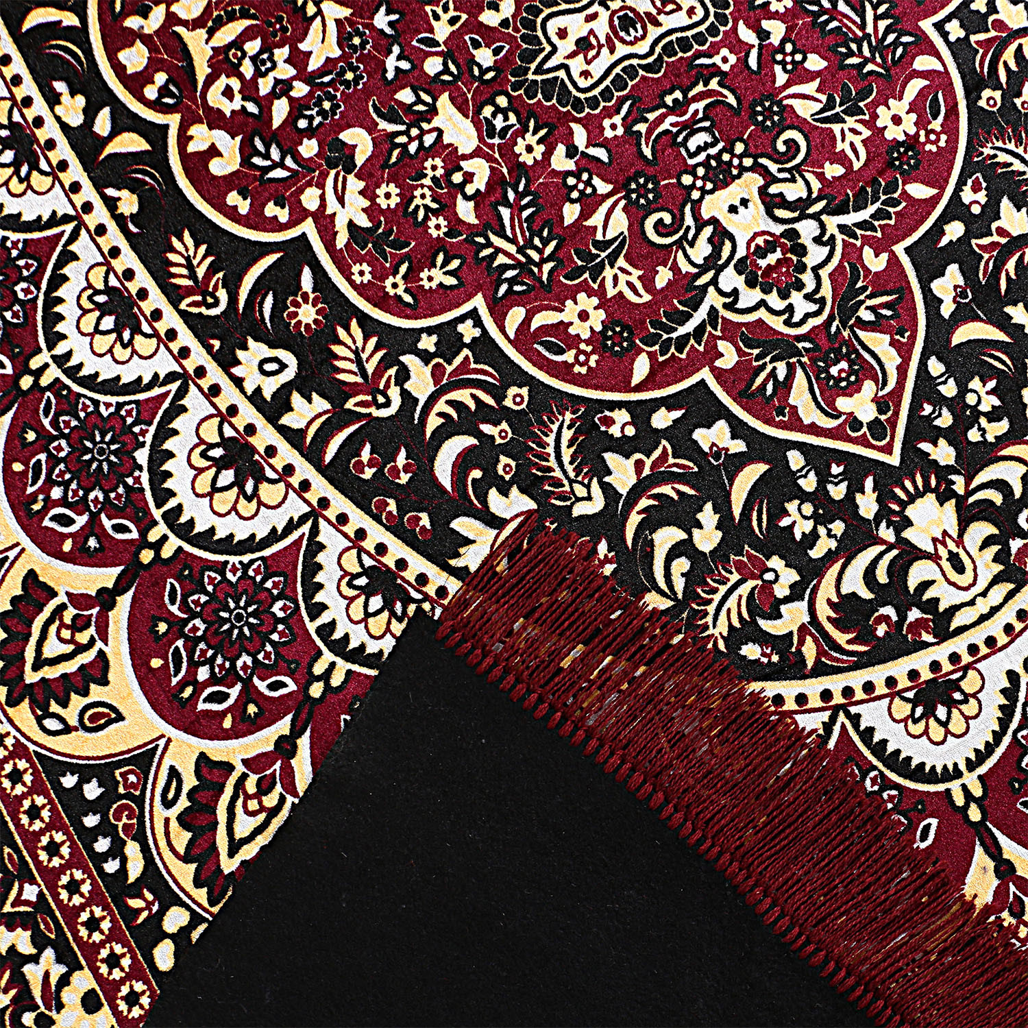 Kuber Industries Carpet|Water Absorption Kalamkari Paisley Pattern Floor Mat|Velvet Sitting Carpet for Hall, Living Room, 5x7 Feet (Maroon)