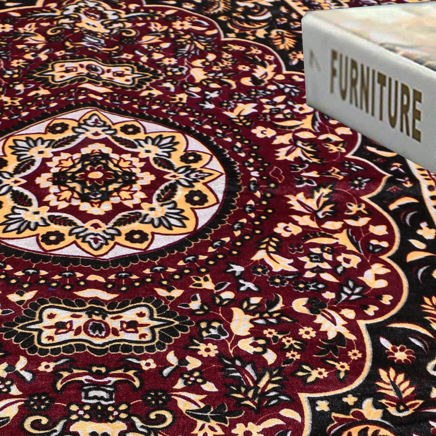 Kuber Industries Carpet|Water Absorption Kalamkari Paisley Pattern Floor Mat|Velvet Sitting Carpet for Hall, Living Room, 5x7 Feet (Maroon)