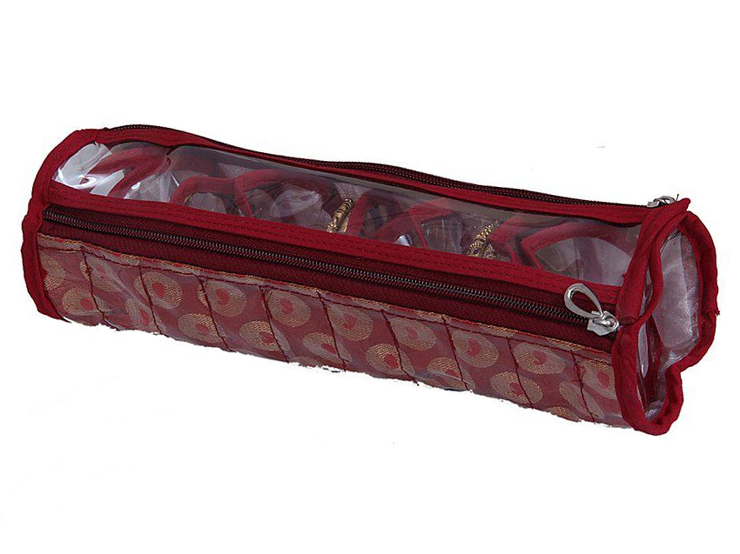 Kuber Industries Carry Design Laminated PVC Bangle Storage Pouch, Organizer For Travelling (Maroon)