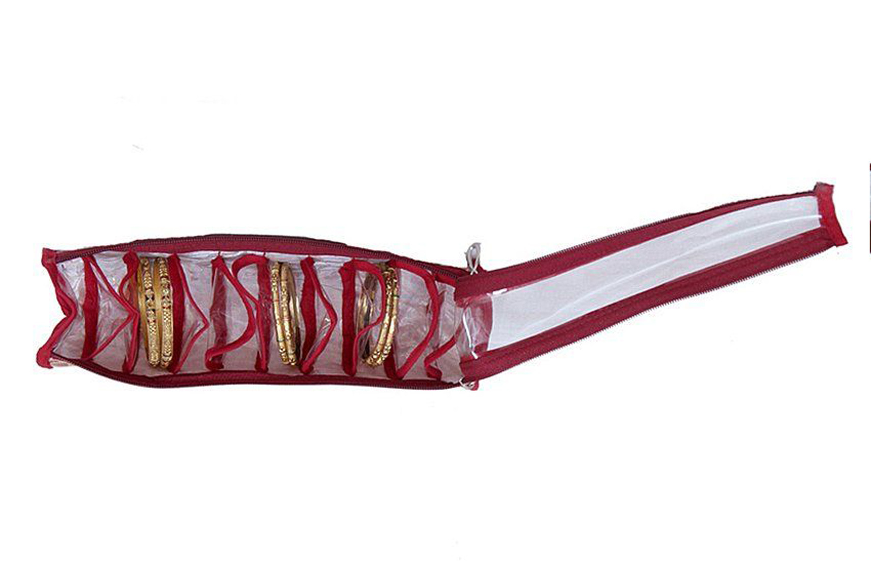 Kuber Industries Carry Design Laminated PVC Bangle Storage Pouch, Organizer For Travelling (Maroon)