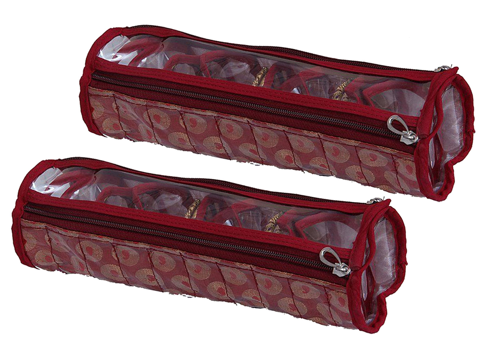 Kuber Industries Carry Design Laminated PVC Bangle Storage Pouch, Organizer For Travelling (Maroon)