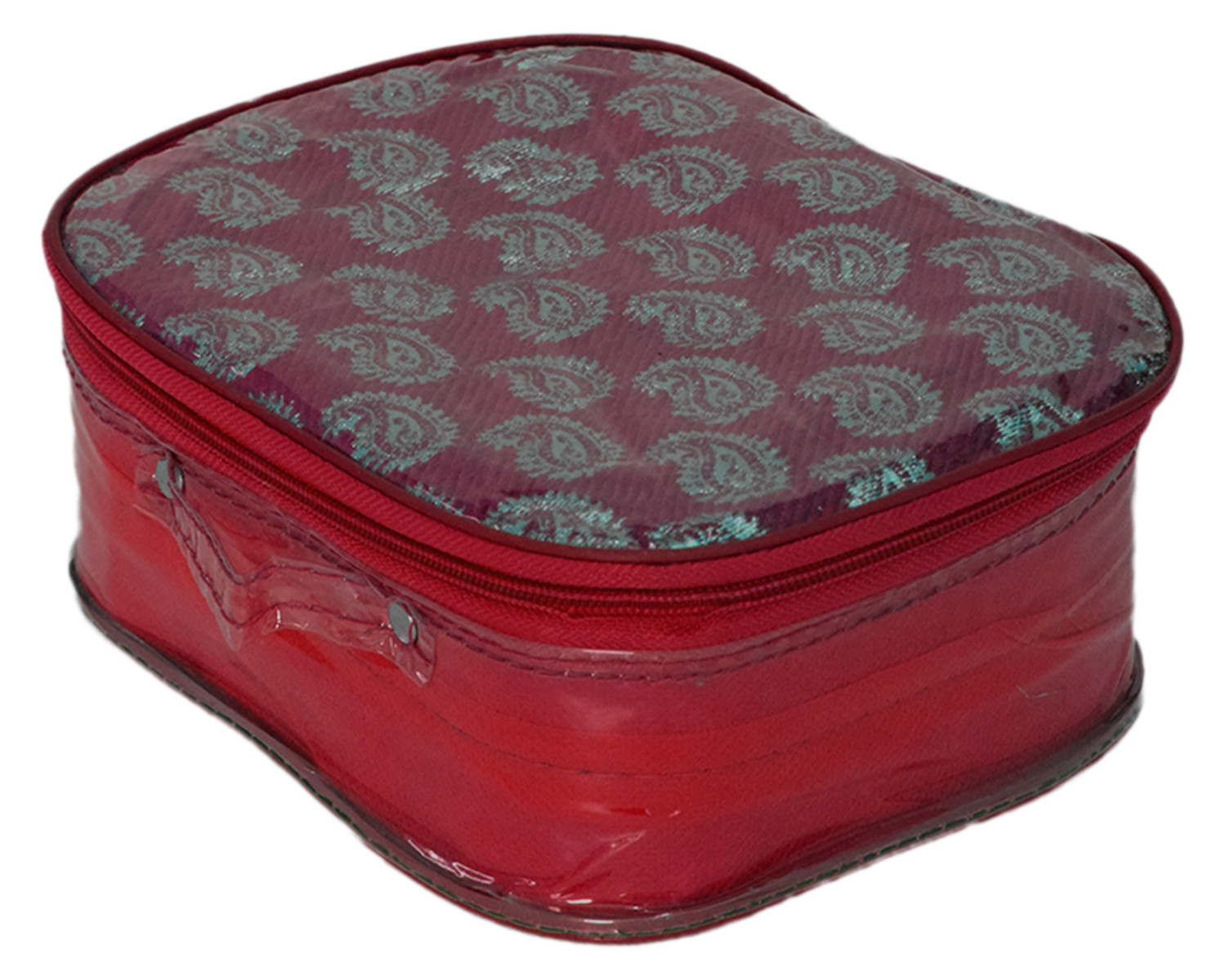 Kuber Industries Carry Printed Multiuses Laminated PVC Makeup/Jewellery/Cosmetic Organizer Bag, Travel Toiletry Pouch With Tranasparent Top, Set of 3 (Maroon)