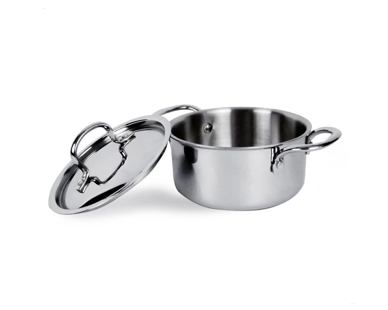 Kuber Industries Casserole | Triply Casserole With Lid | Induction Riveted Handle | Heat Surround Cooking | Stove & Induction Cookware | 3 Ltr | Silver