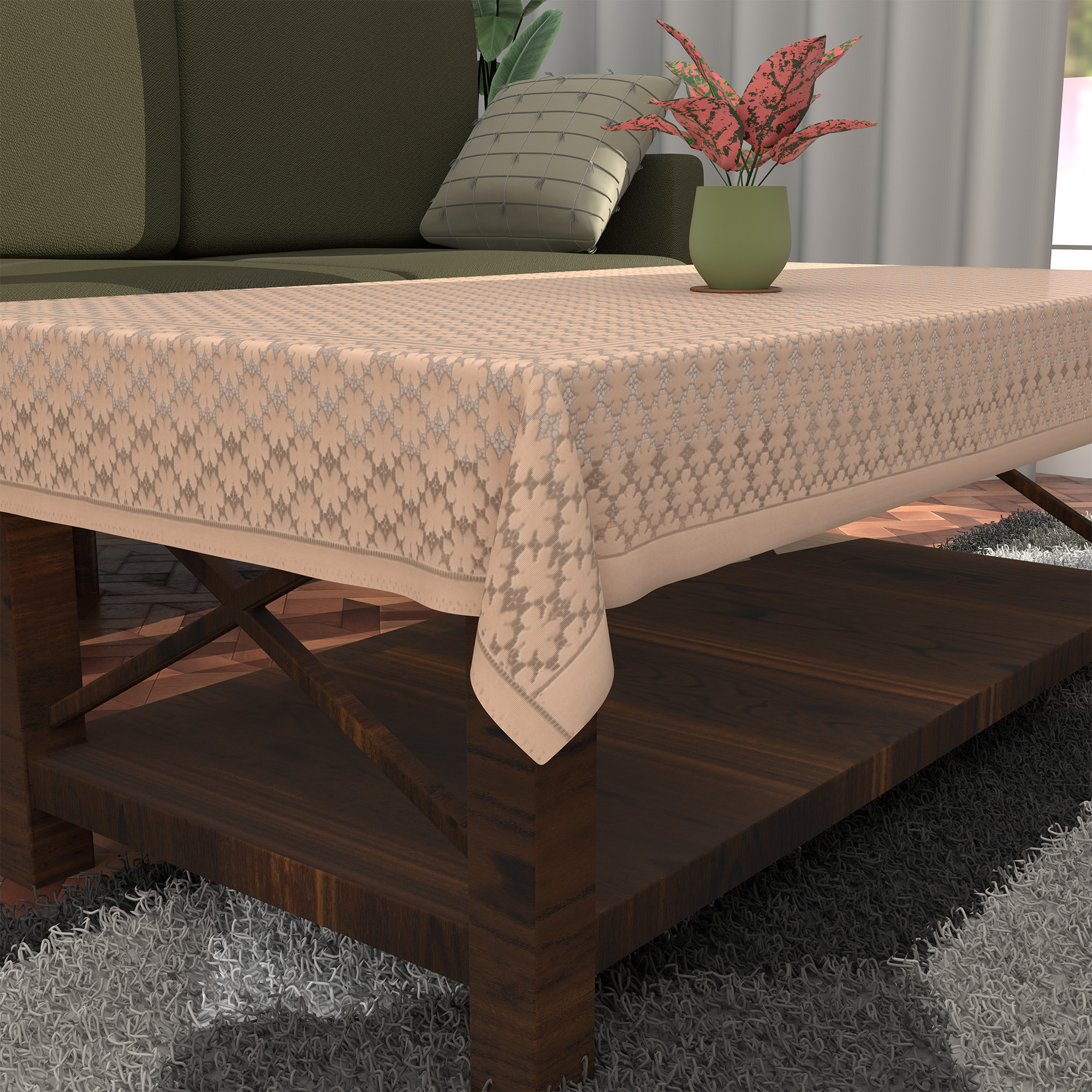 Kuber Industries Center  Dining Table Cover 4 Seater  TeapoyComputer  Office Table ClothSheet  40x60 Inches  Net Design -Golden