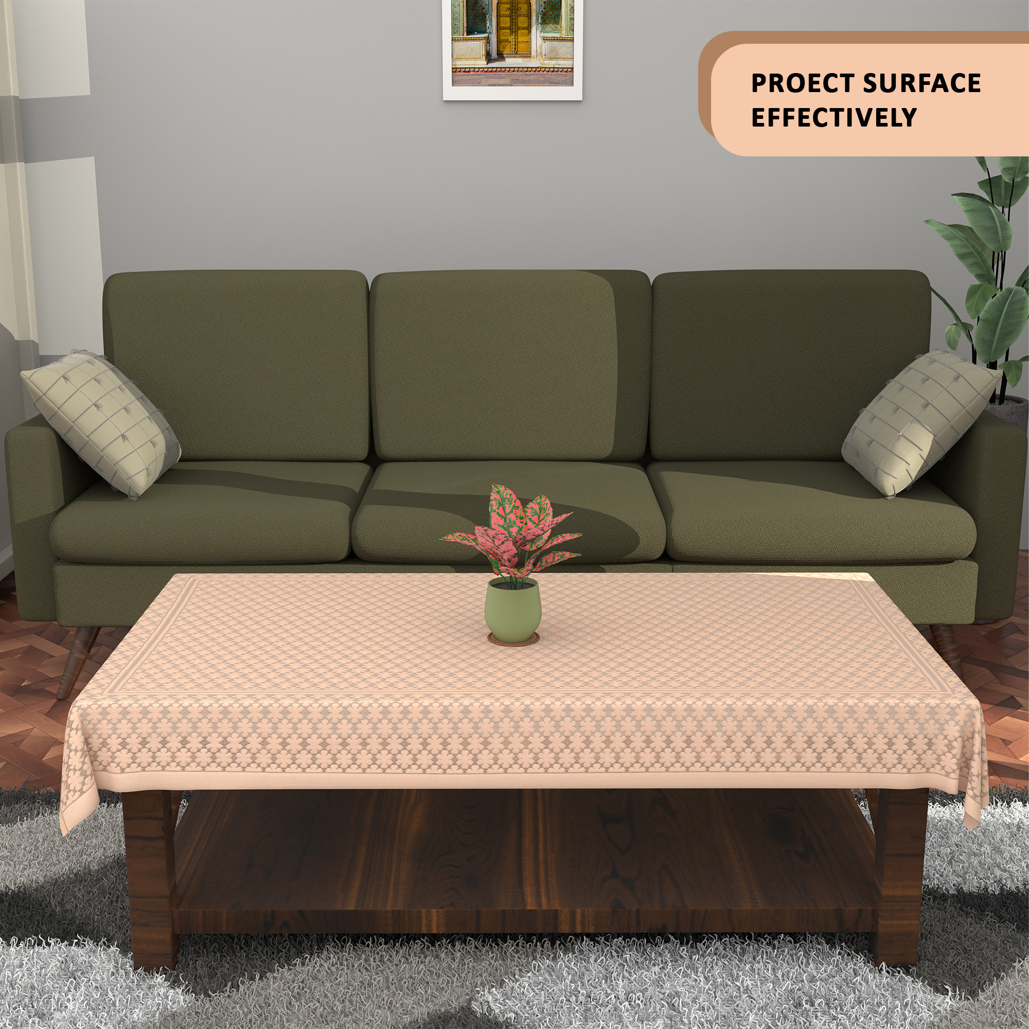 Kuber Industries Center  Dining Table Cover 4 Seater  TeapoyComputer  Office Table ClothSheet  40x60 Inches  Net Design -Golden