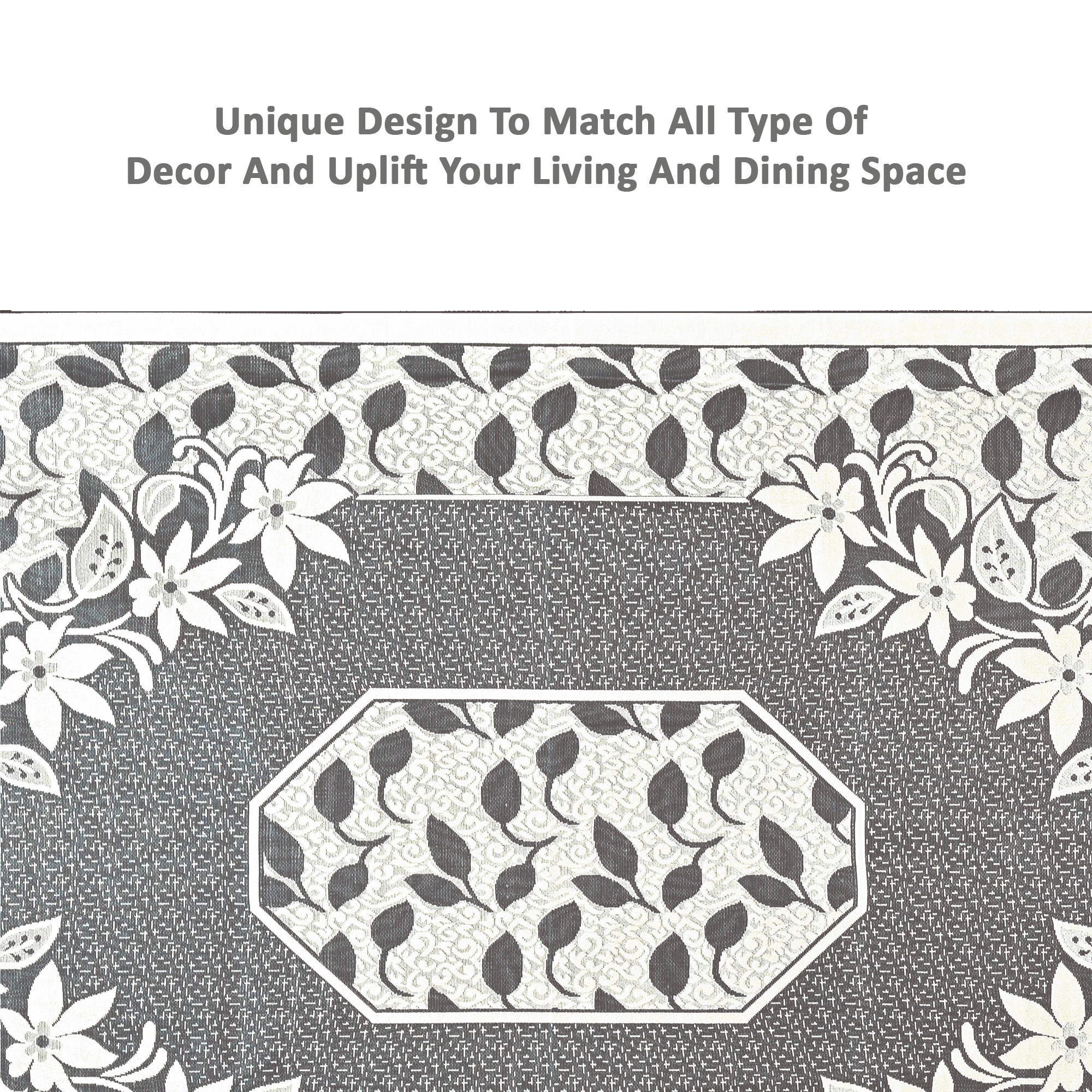 Kuber Industries Center  Dining Table Cover 4 Seater  TeapoyComputer  Office Table ClothSheet  40x60 Inches  Flower Design - Grey