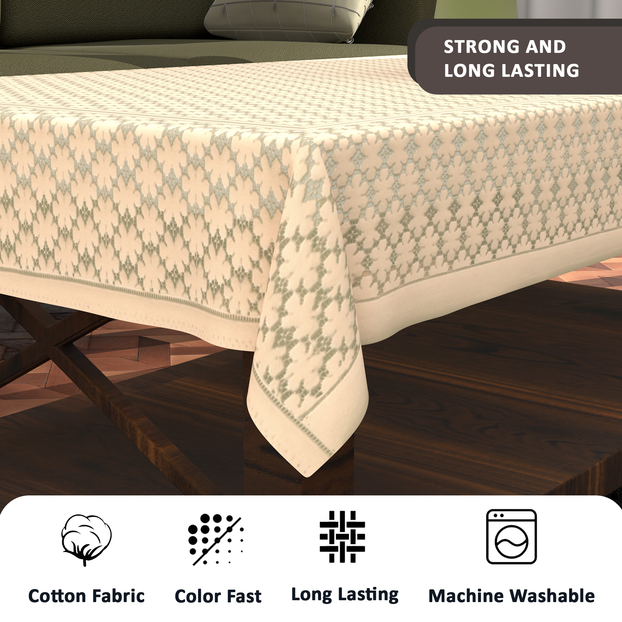 Kuber Industries Center  Dining Table Cover 4 Seater  TeapoyComputer  Office Table ClothSheet  40x60 Inches  Net Design - Cream