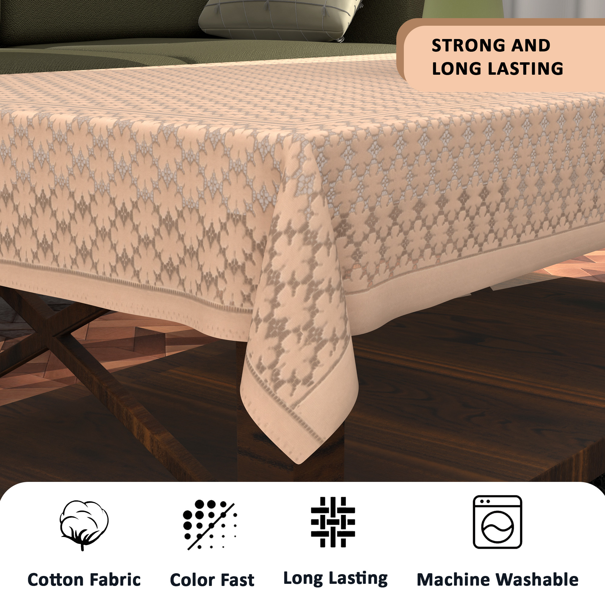 Kuber Industries Center  Dining Table Cover 4 Seater  TeapoyComputer  Office Table ClothSheet  40x60 Inches  Net Design -Golden