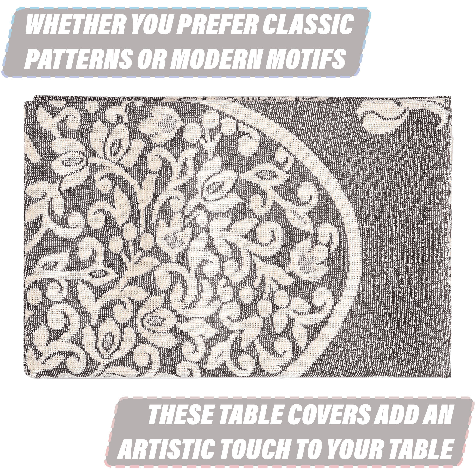 Kuber Industries Center & Dining Table Cover Set | Center & Dining Table Combo Set | Table Cover for Dining & Center | Table Protector Cover | Peacock Table Cover | Brown