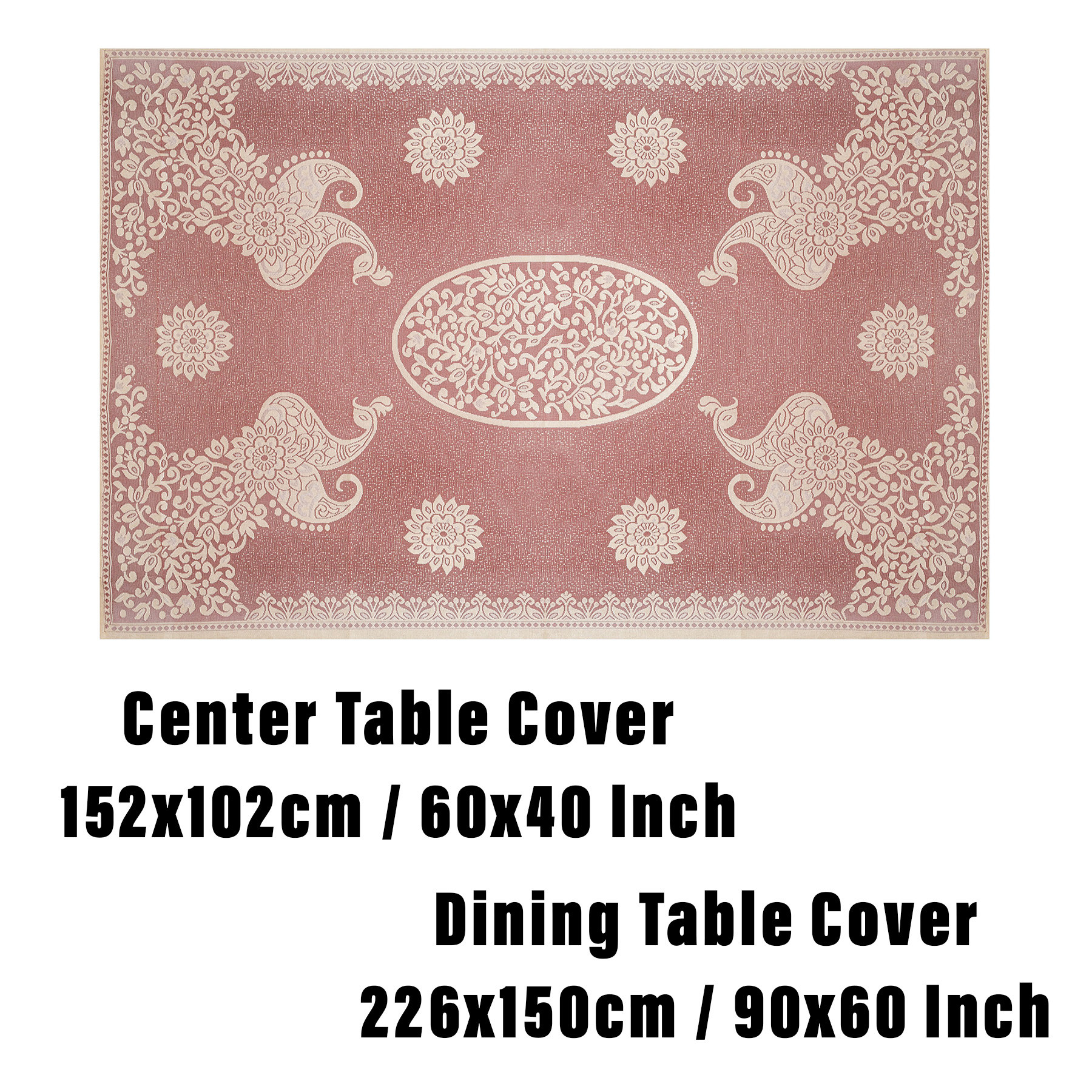 Kuber Industries Center & Dining Table Cover Set | Center & Dining Table Combo Set | Table Cover for Dining & Center | Table Protector Cover | Peacock Table Cover | Maroon