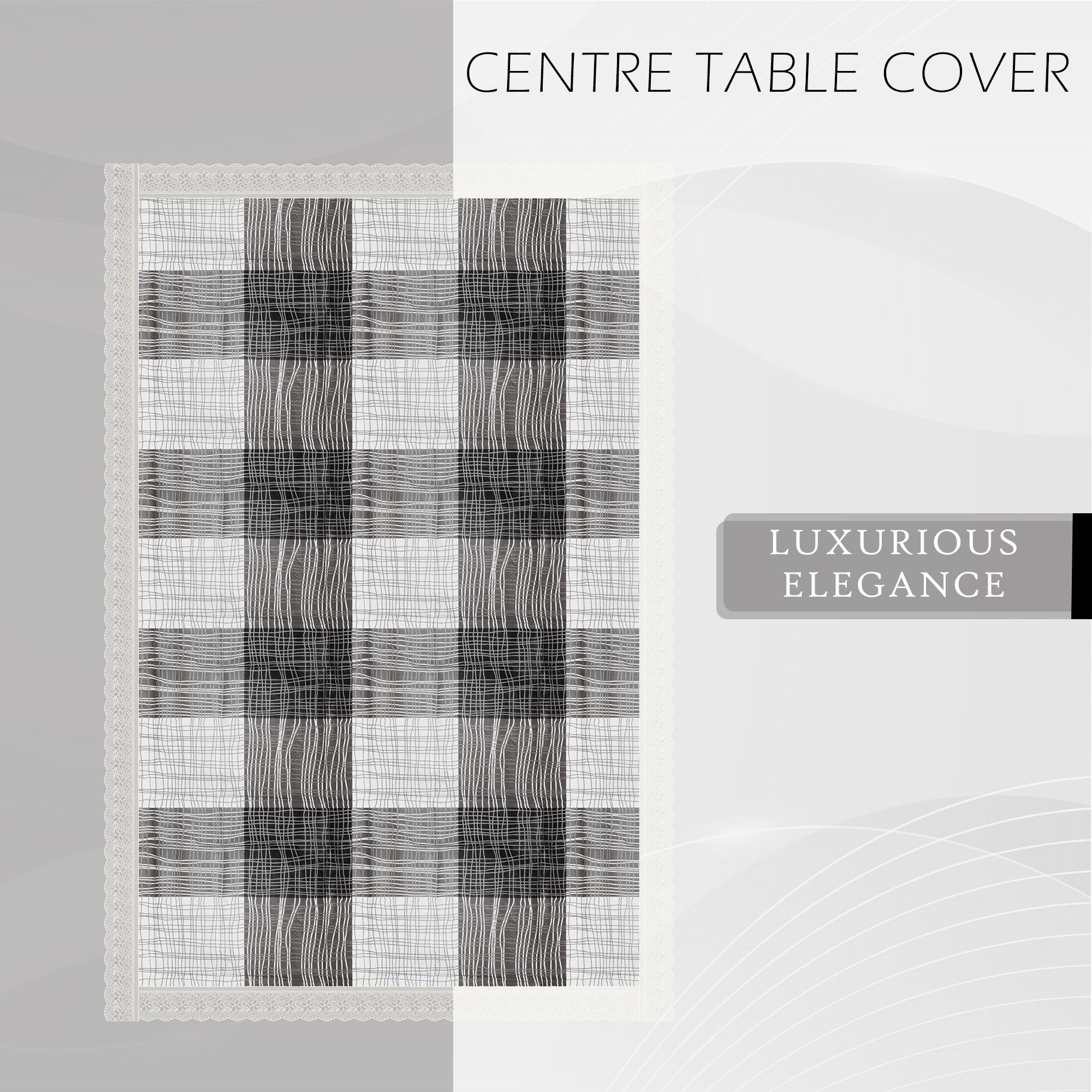Kuber Industries Center Table Cover  4 Seater Kitchen Table Cloth  40x60 Inch  Tea Table Cover  Tabletop Cover  Decorative Table Cover  PVC Table Cloth  Black Lining  Grey