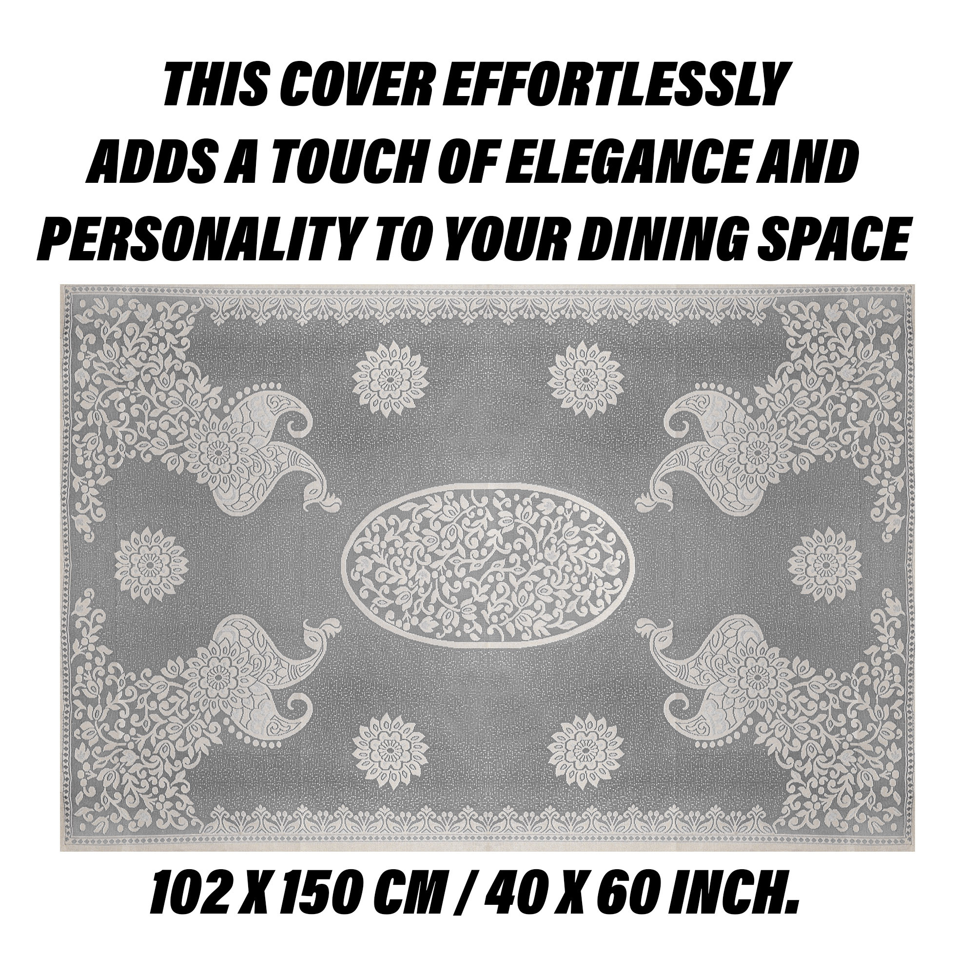Kuber Industries Center Table Cover | 4-Seater Table Cover | Net Tabletop Cover | Kitchen Table Cloth | Table Protector Cover | Peacock-Design | 40x60 Inch | CTC | Brown