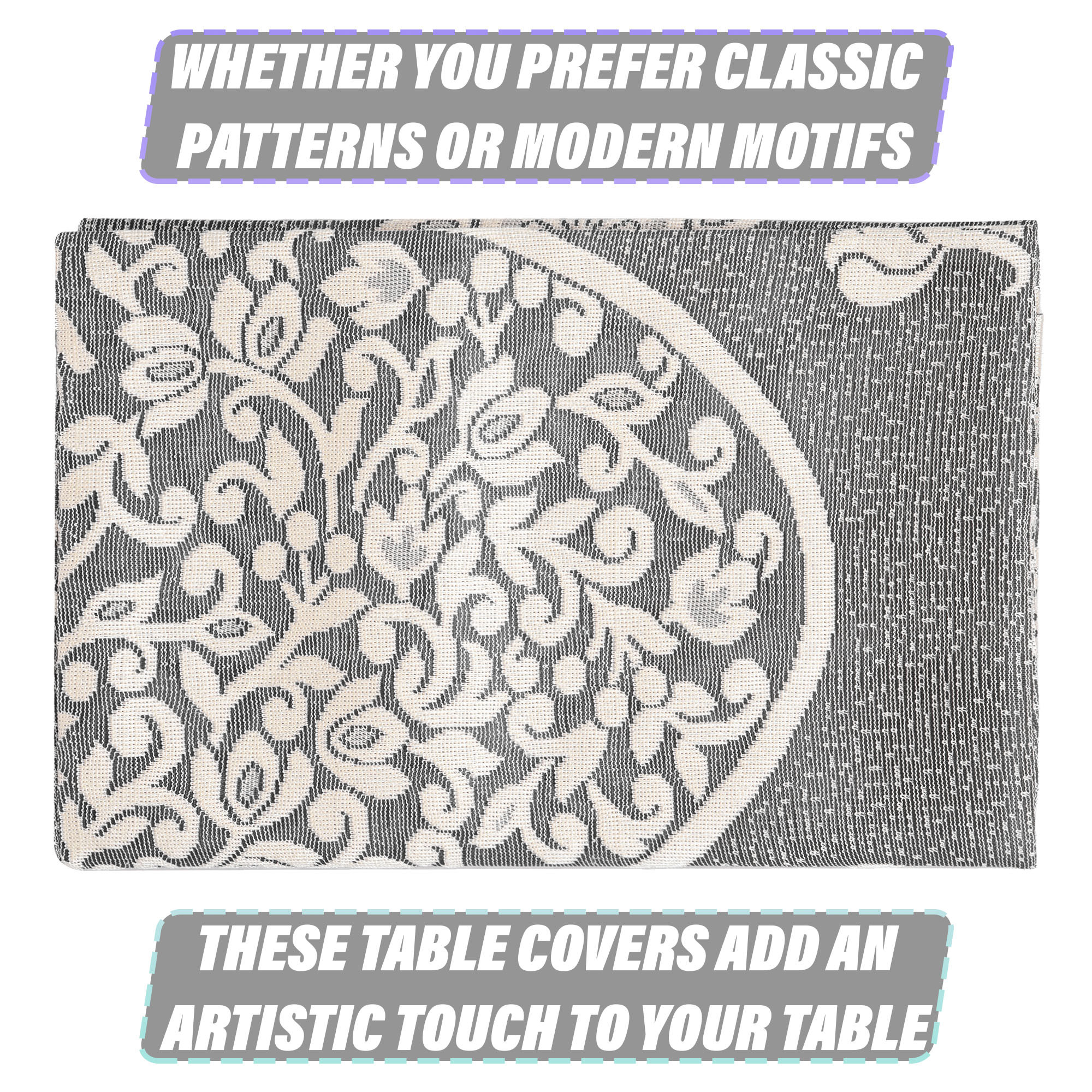 Kuber Industries Center Table Cover | 4-Seater Table Cover | Net Tabletop Cover | Kitchen Table Cloth | Table Protector Cover | Peacock-Design | 40x60 Inch | CTC | Brown