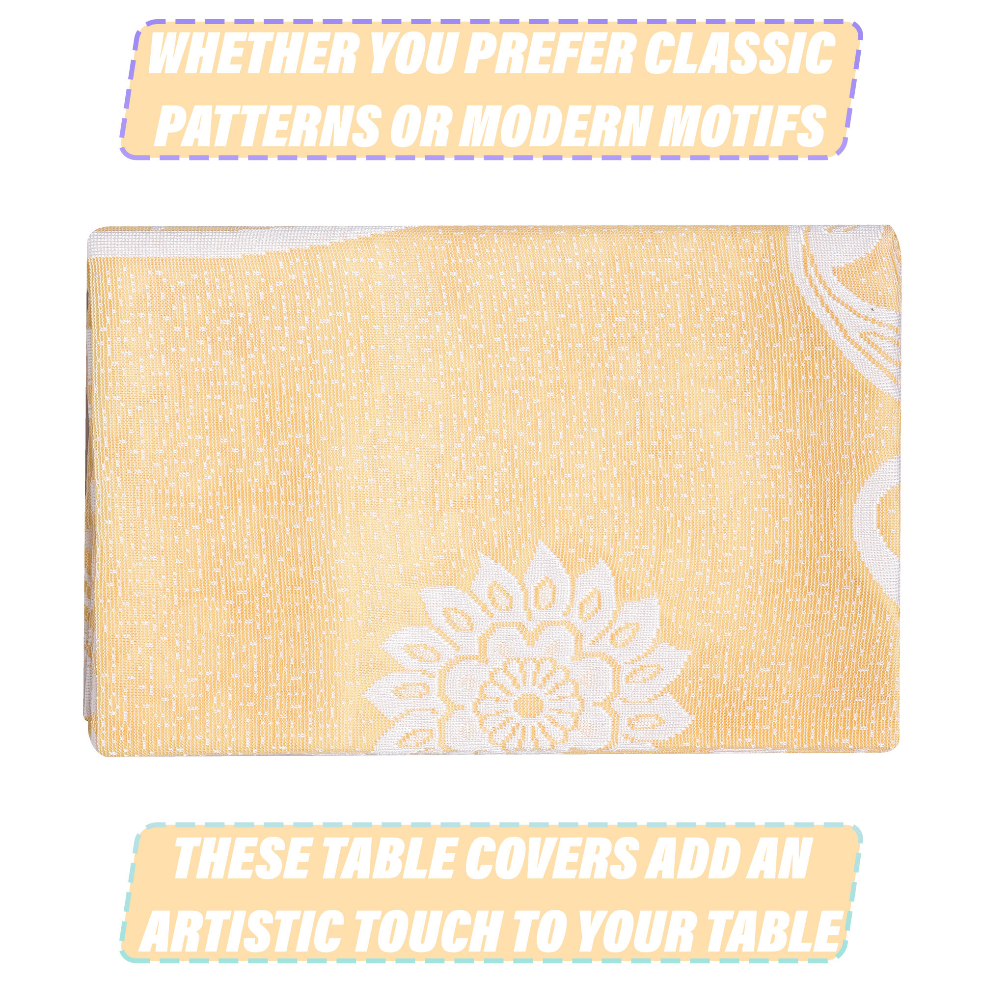 Kuber Industries Center Table Cover | 4-Seater Table Cover | Net Tabletop Cover | Kitchen Table Cloth | Table Protector Cover | Peacock-Design | 40x60 Inch | CTC | Cream