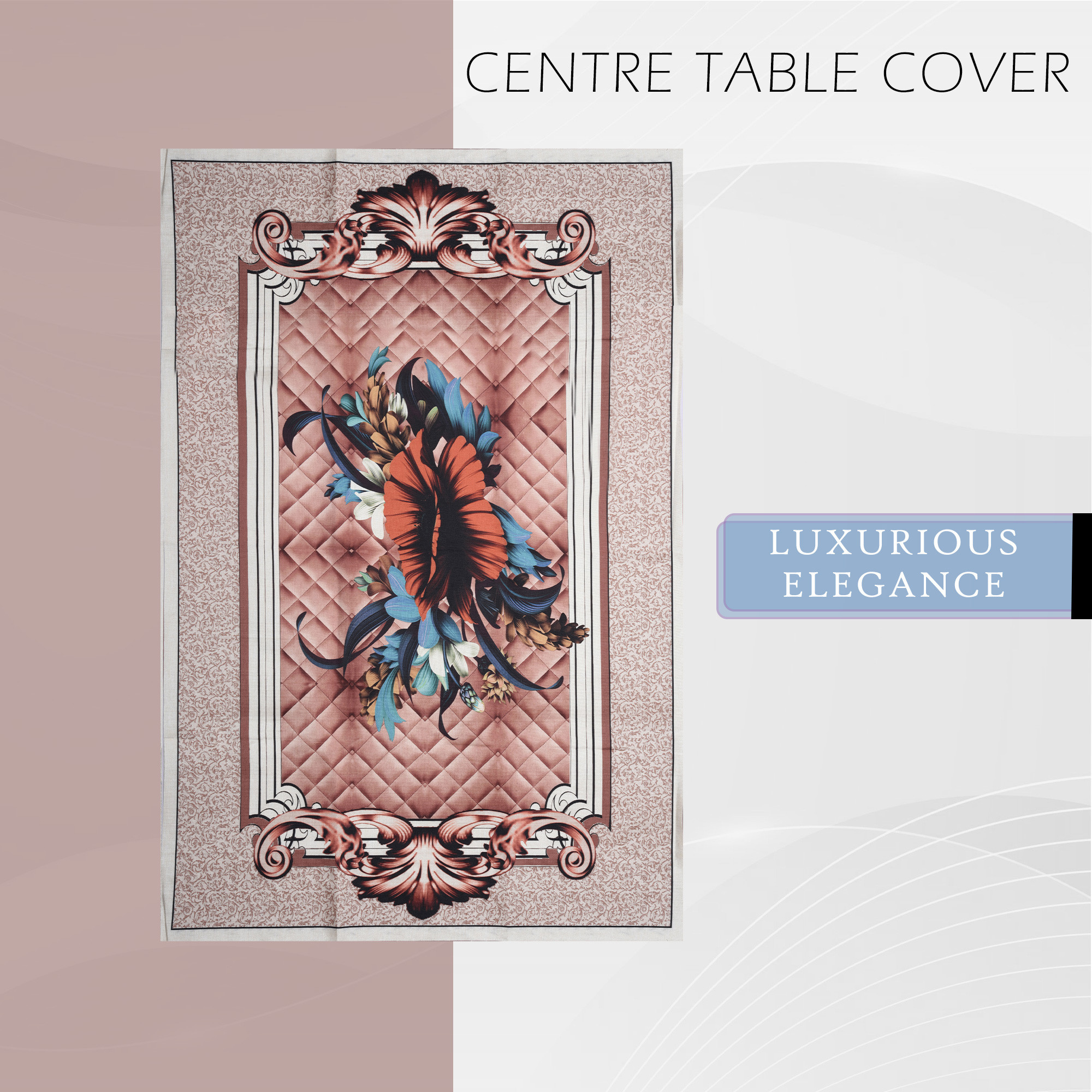 Kuber Industries Center Table Cover  40x60 Inch  4 Seater Kitchen Table Cloth  Decorative Table Cover  Tabletop Cover  Cotton Table Cloth  Tea Table Cover  Check Flower  Brown