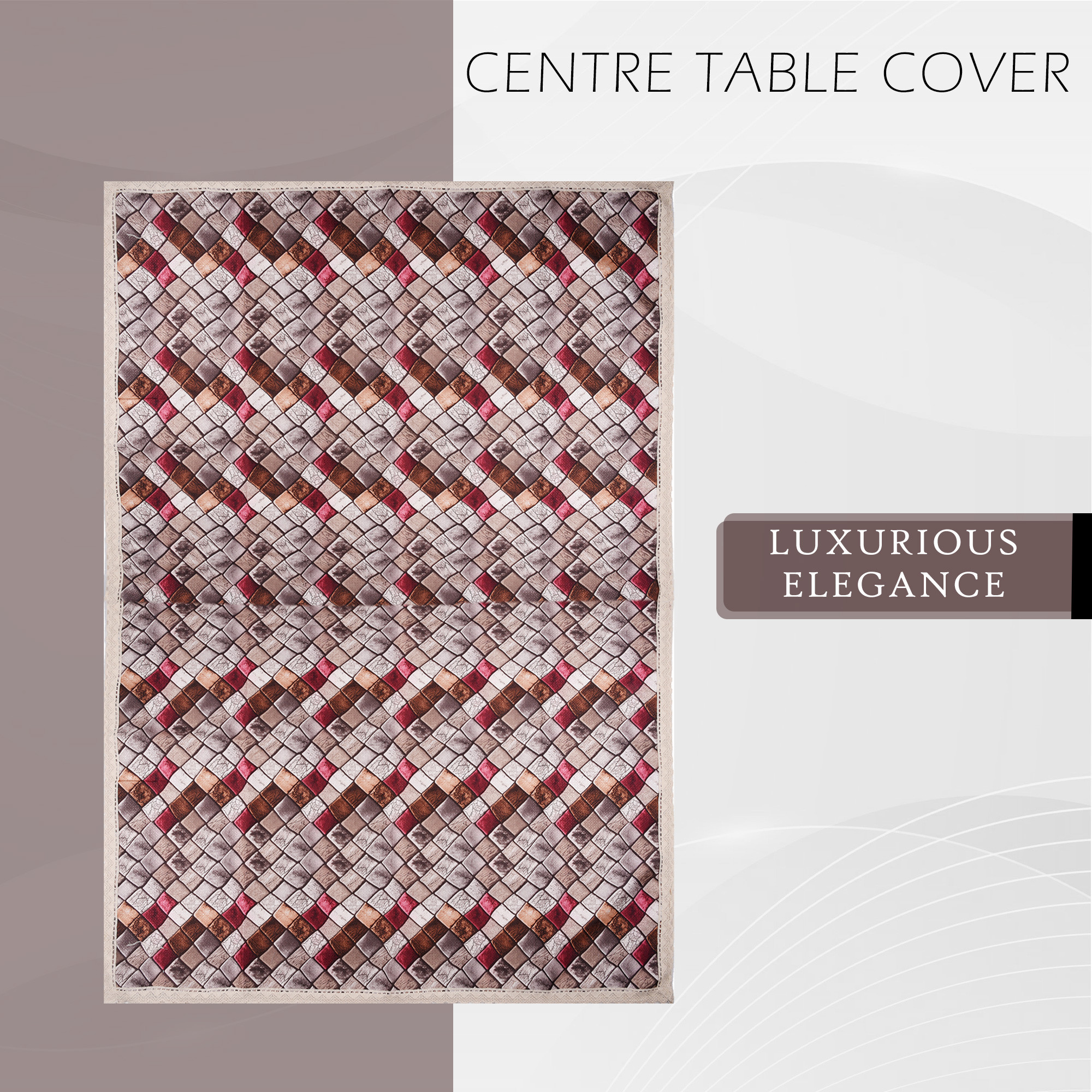 Kuber Industries Center Table Cover  40x60 Inch  4 Seater Kitchen Table Cloth  Decorative Table Cover  Tea Table Cover  Tabletop Cover  PVC Table Cloth  Check Jute Lace  Brown