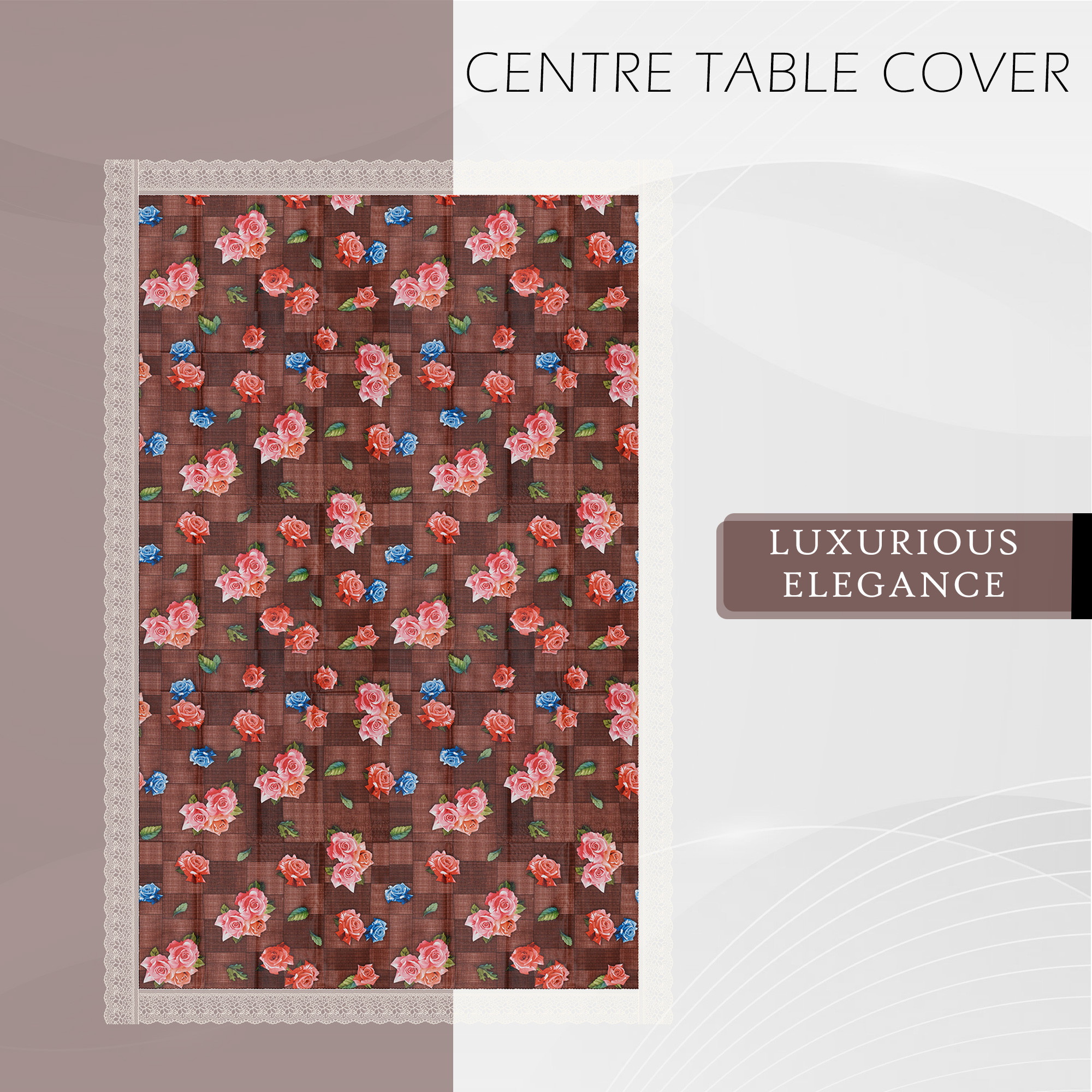 Kuber Industries Center Table Cover  40x60 Inch  4 Seater Kitchen Table Cloth  Decorative Table Cover  Tea Table Cover  Tabletop Cover  PVC Table Cloth  Gulab Design  Maroon
