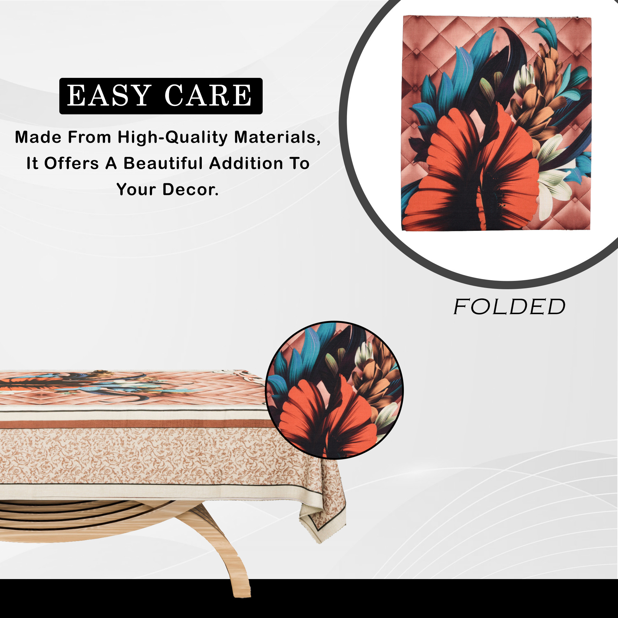 Kuber Industries Center Table Cover  40x60 Inch  4 Seater Kitchen Table Cloth  Decorative Table Cover  Tabletop Cover  Cotton Table Cloth  Tea Table Cover  Check Flower  Brown